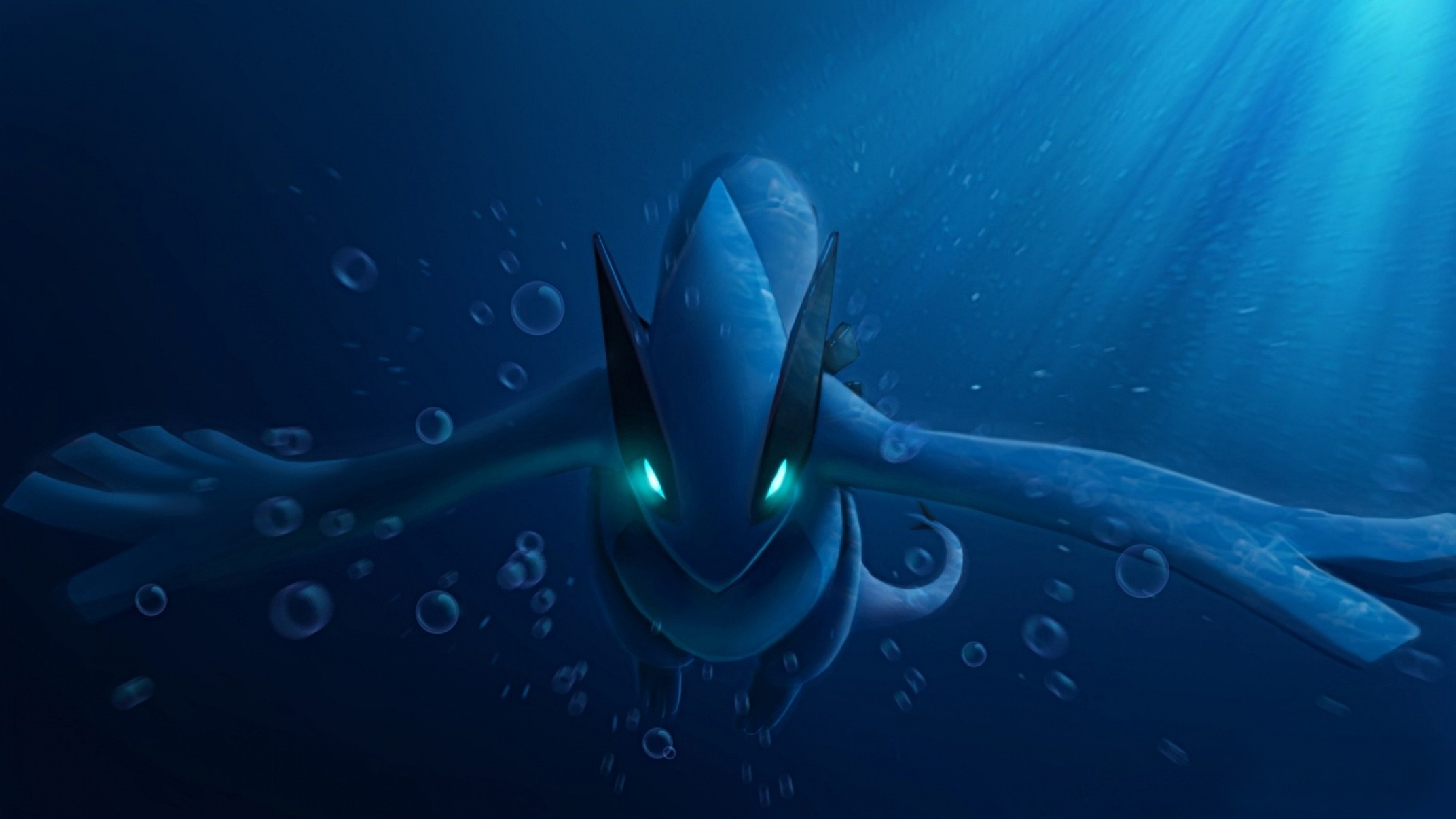 Lugia, Pokémon, Sott'acqua, Blu, 16:9 Full HD, sfondo widescreen
