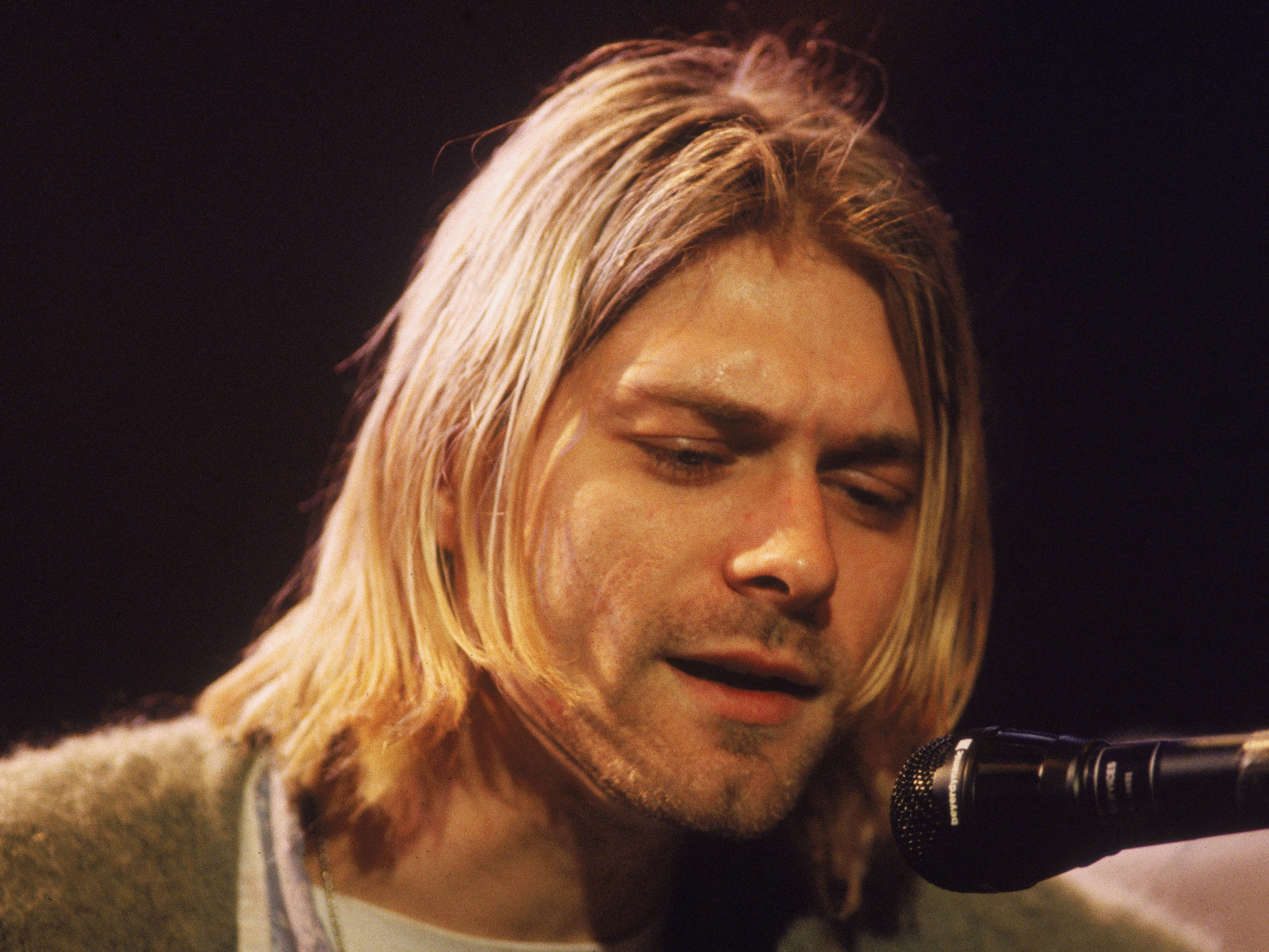 Kurt Cobain, MTV Unplugged in New York, Microfono, Cardigan, Full HD, sfondo per iPad e tablet