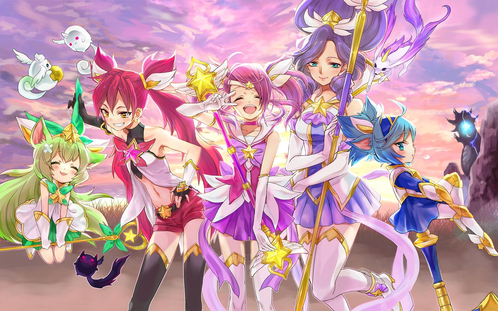 Star Guardian, League of Legends, Lux, Jinx, Anime, 1920x1200, sfondo per PC