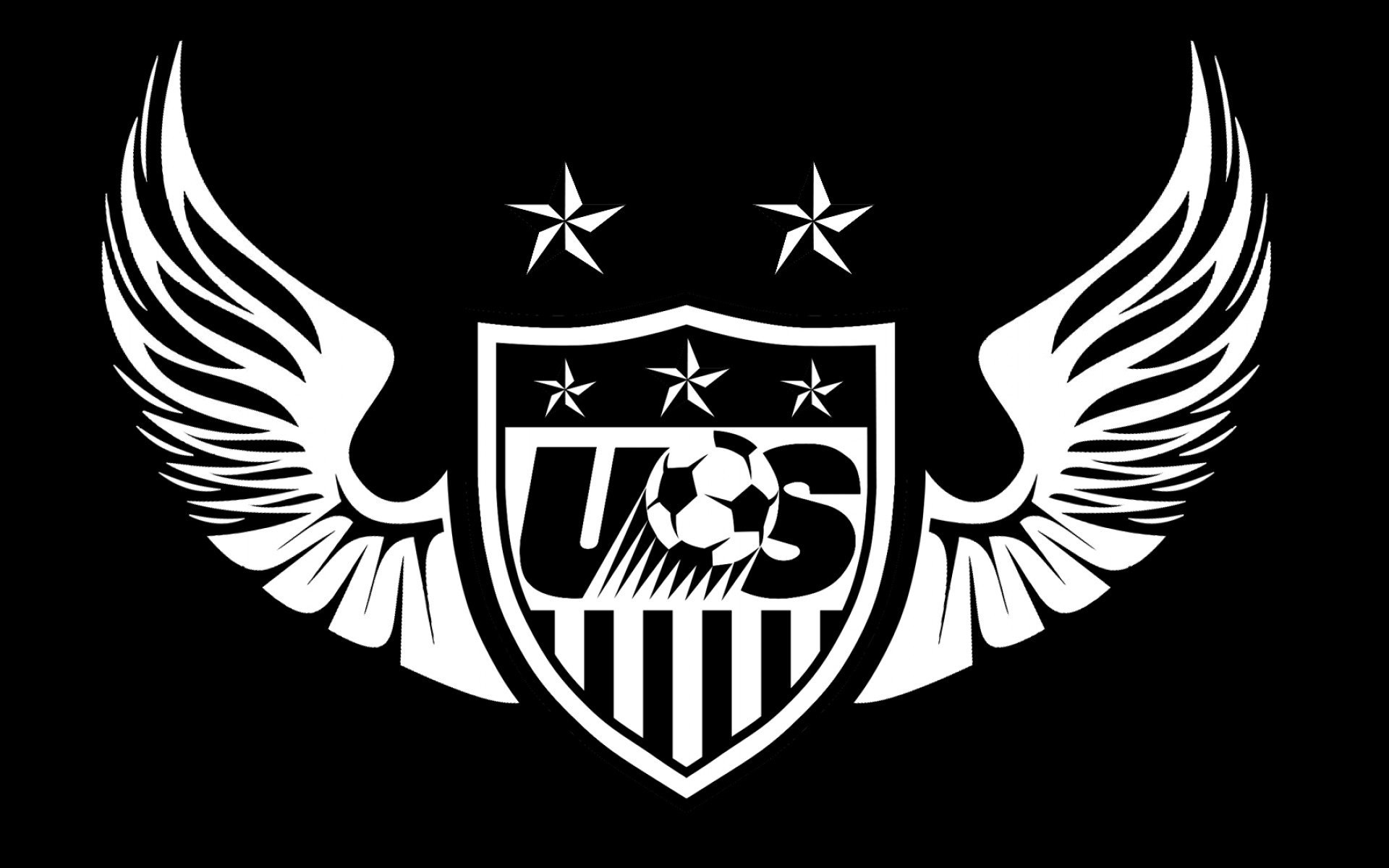 U.S. Soccer, Stemma alato, Stelle, Bianco e nero, 1920x1200, sfondo MacBook Pro