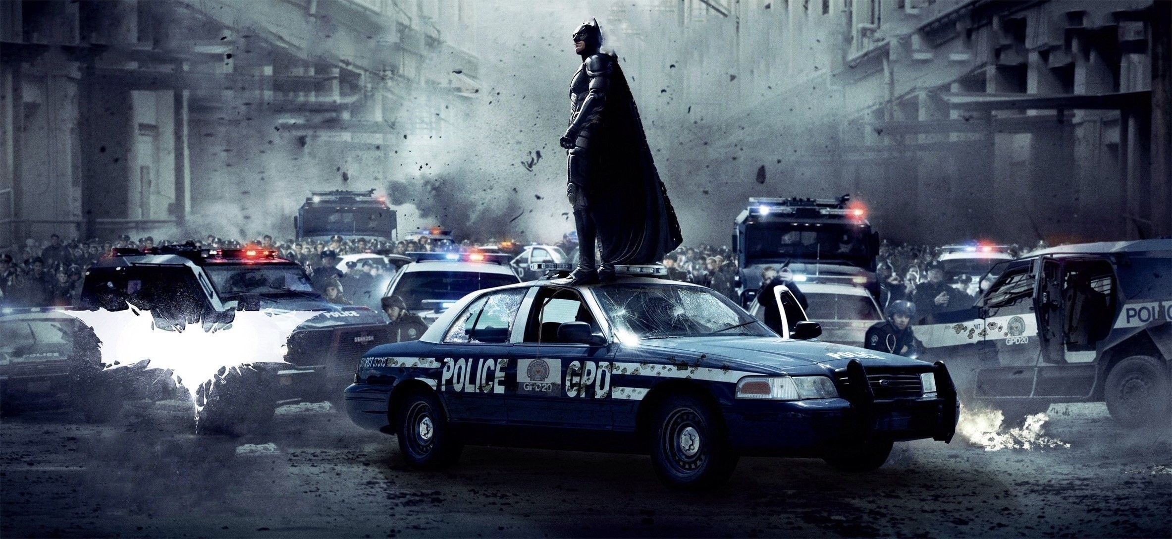 Batman, Il cavaliere oscuro - Il ritorno, Auto della polizia, Gotham City, sfondo Full HD per portatile