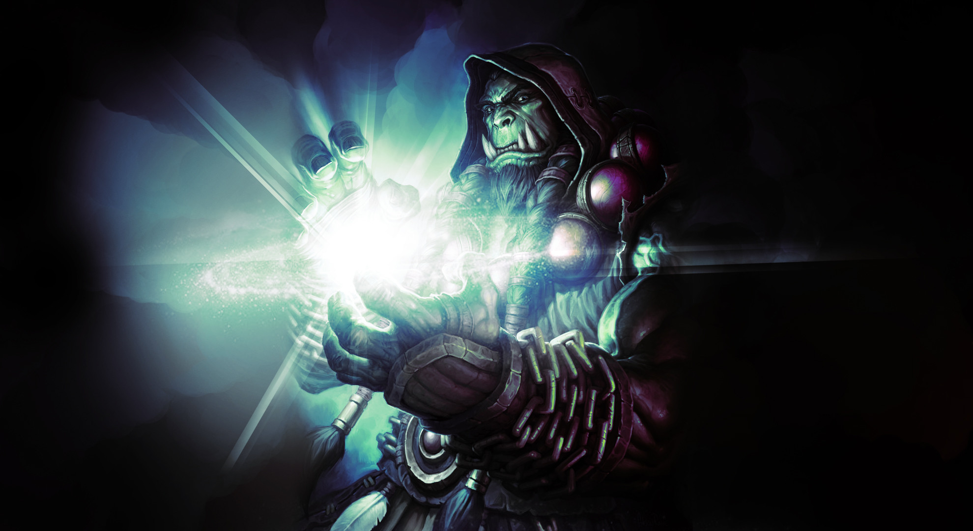 Thrall, Hearthstone, Warcraft, Orco, Luce, Full HD, sfondo per PC