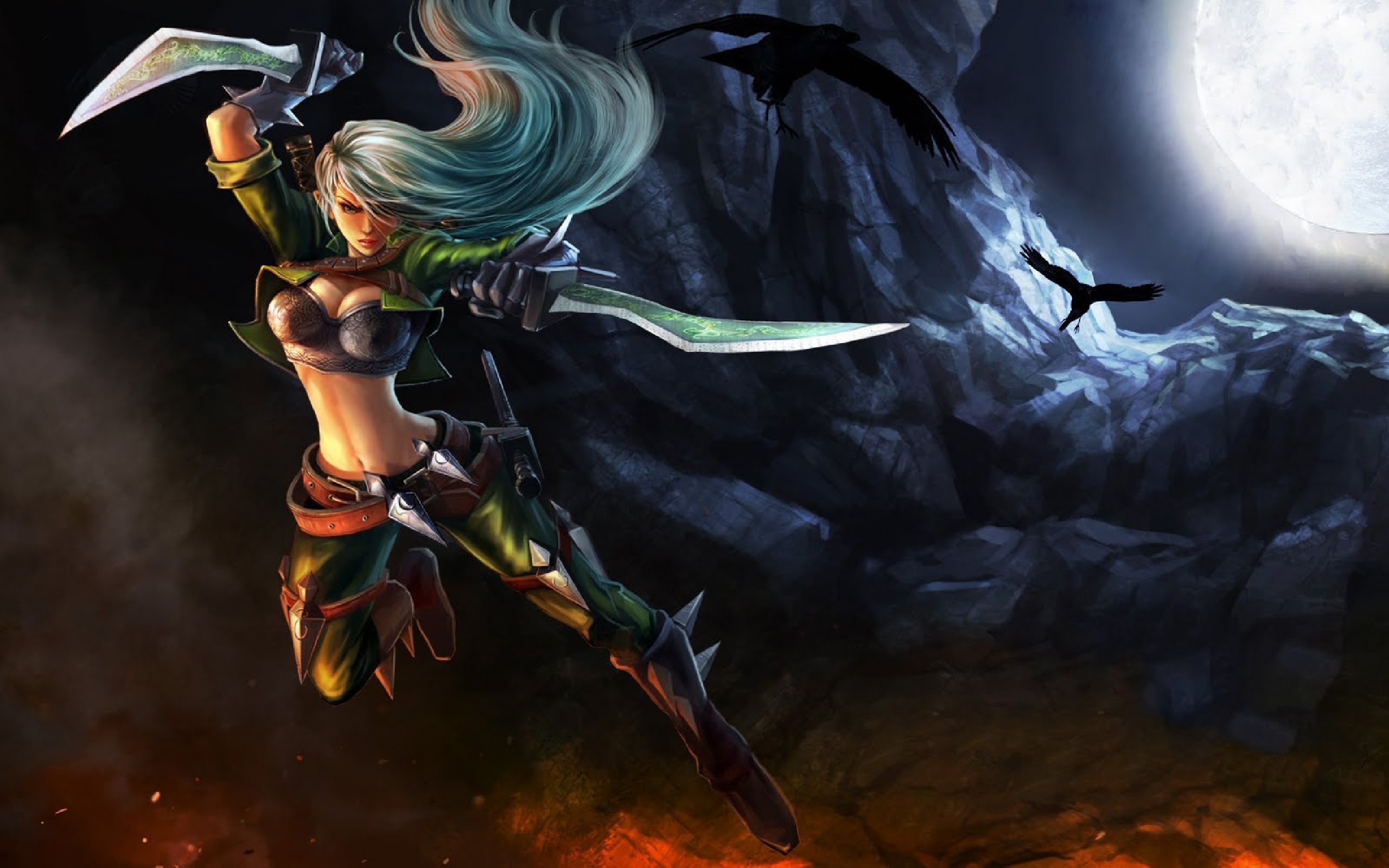 Katarina, League of Legends, Lame, Luna piena, 16:10 2K, sfondo widescreen
