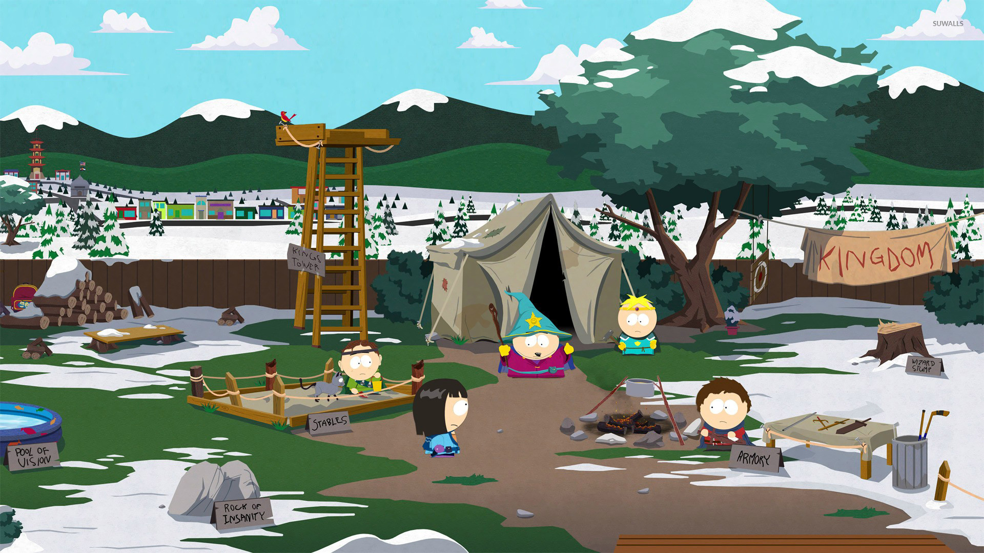 South Park: Il bastone della verità, Kupa Keep, Accampamento, Neve, sfondo desktop Full HD