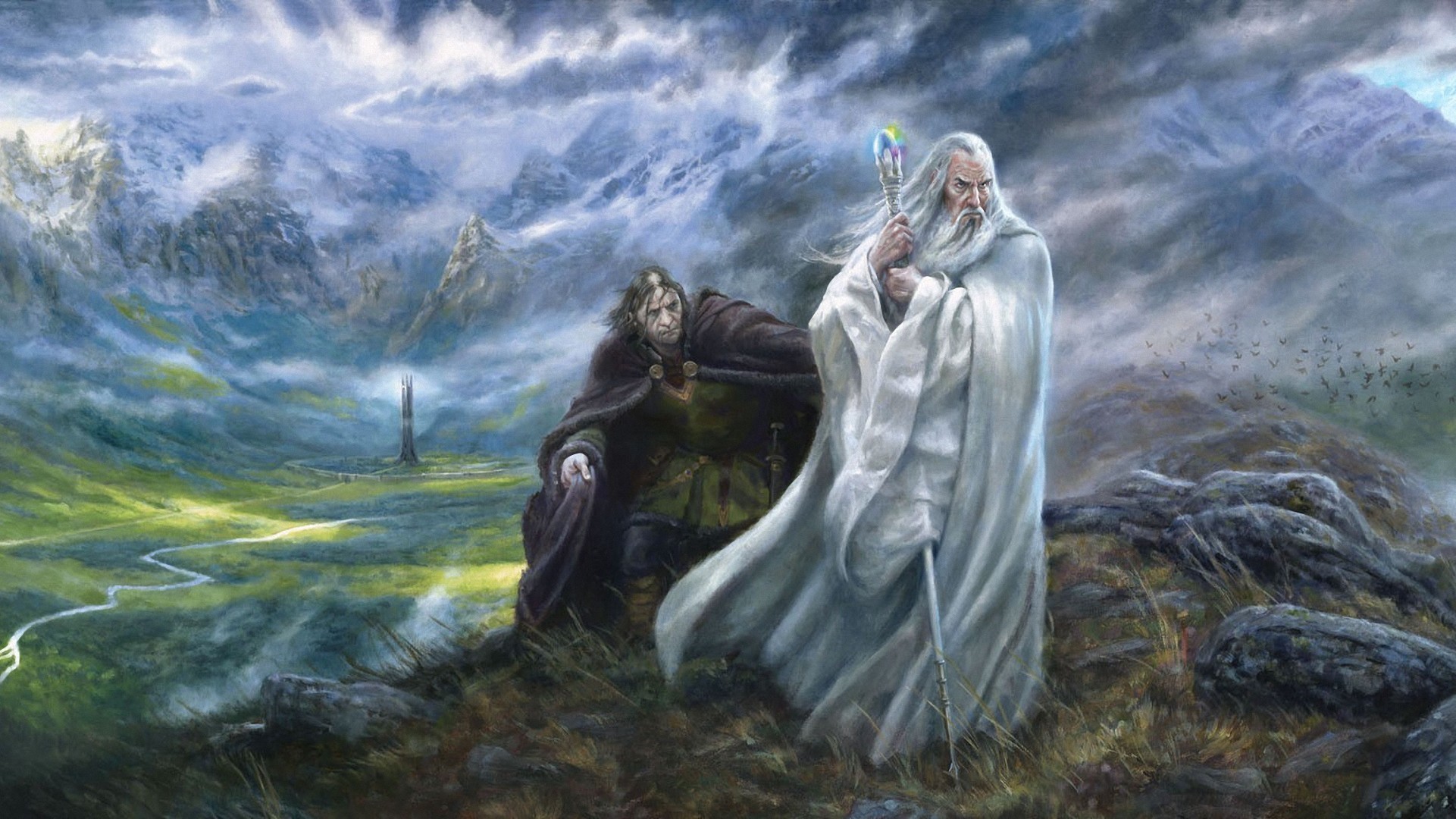 Saruman, Gandalf, Orthanc, Il Signore degli Anelli, Full HD, sfondo per PC