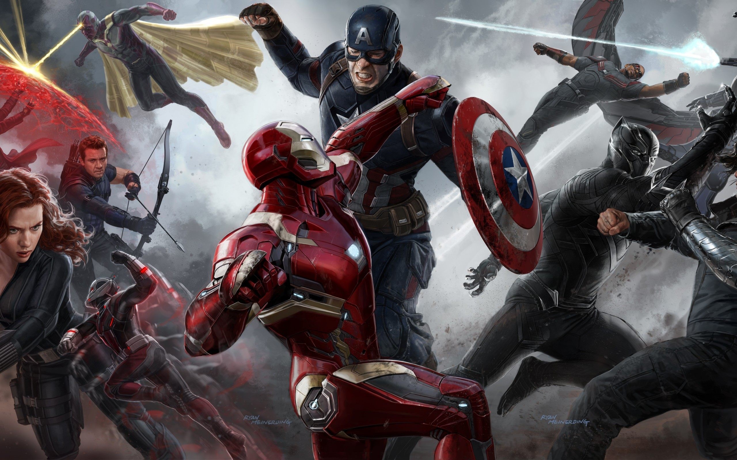 Captain America: Civil War, Iron Man, Captain America, Black Widow, Black Panther, Marvel, immagine di sfondo