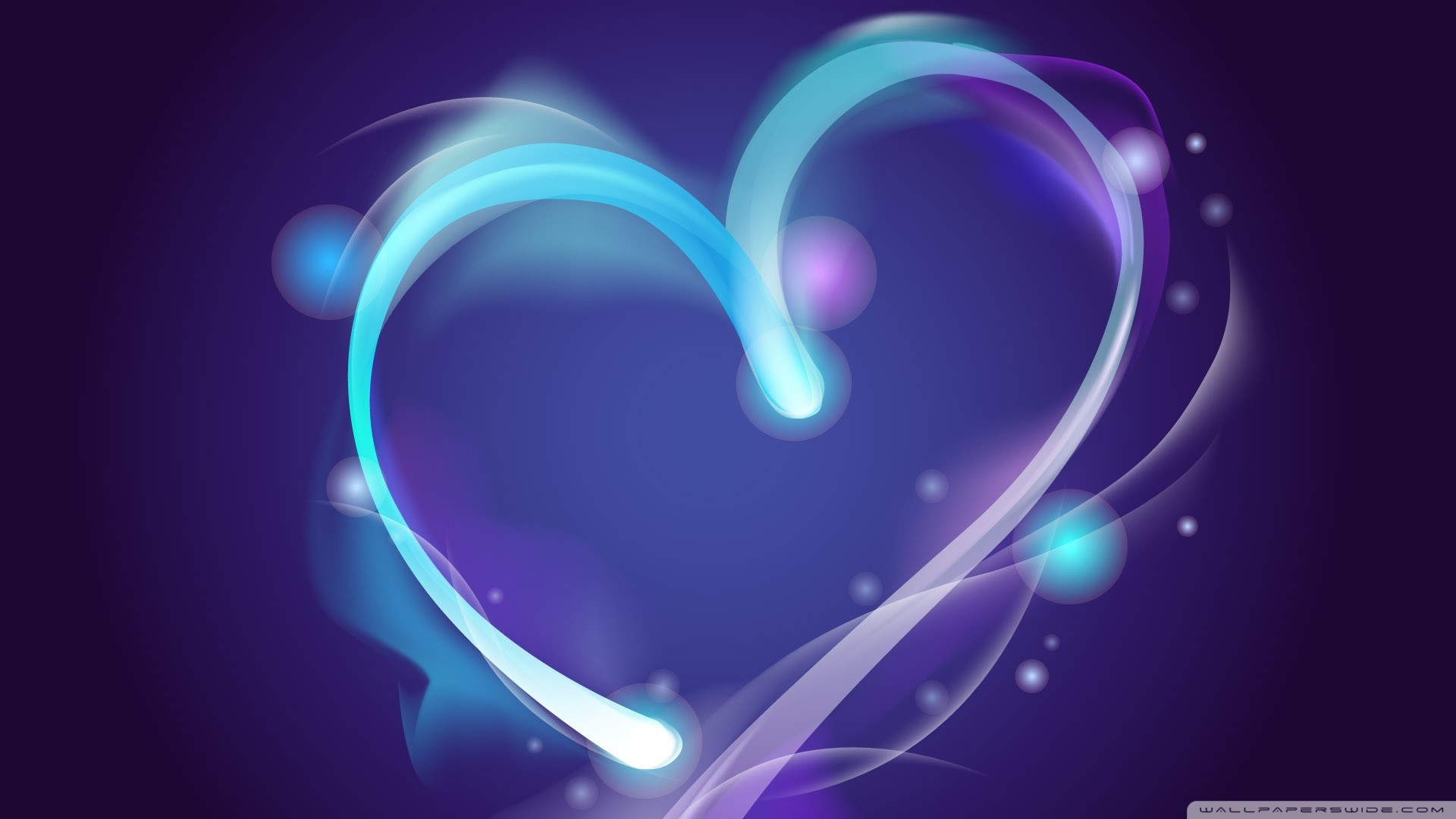 Cuore luminoso, Azzurro, Viola, 1920x1080, sfondo per PC