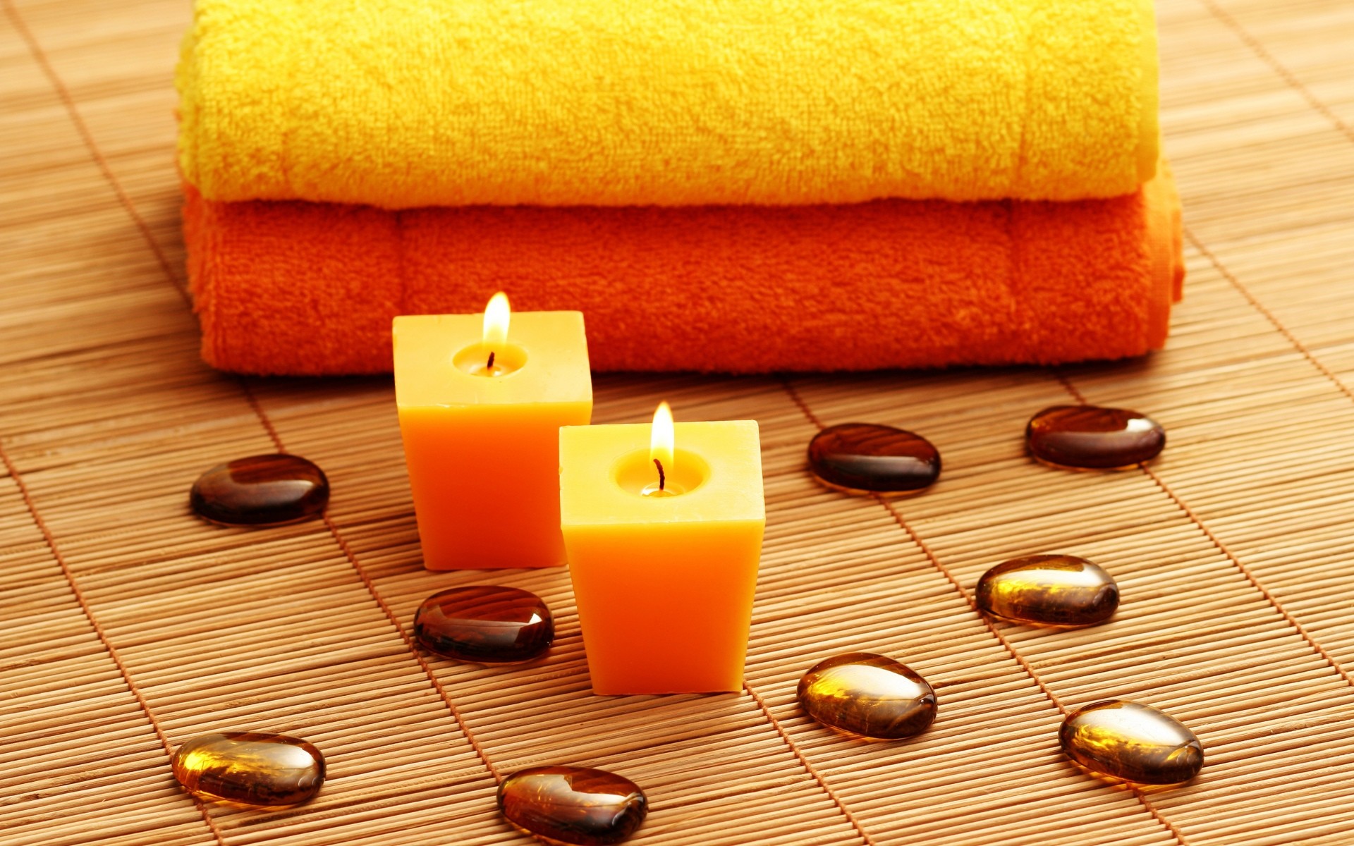 Spa, Candele, Asciugamani, Stuoia di bambù, 1920x1200, sfondo MacBook Pro