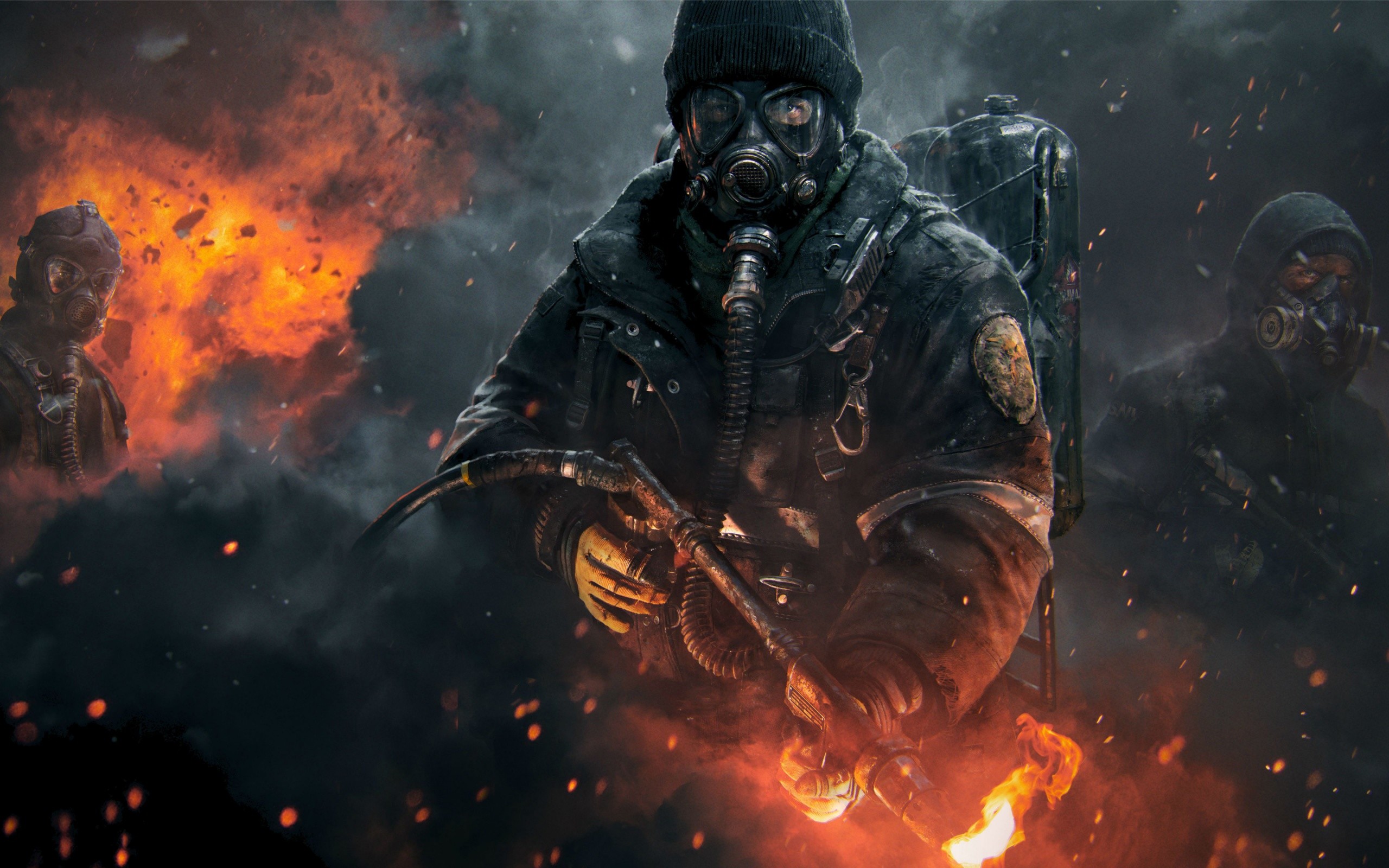 Tom Clancy's The Division, Maschera antigas, Fuoco, 2560x1600, sfondo per PC