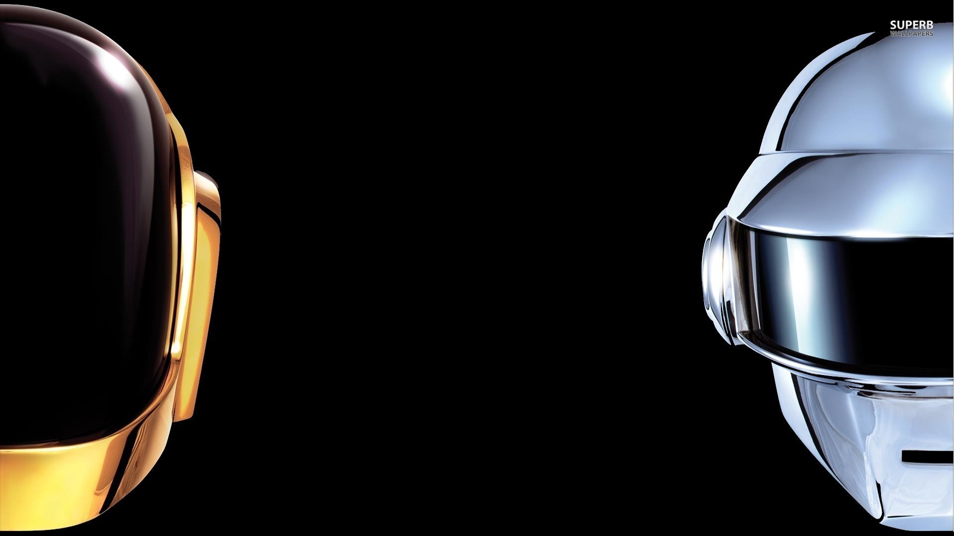 Daft Punk, Caschi, Oro e argento, Sfondo nero, Full HD, wallpaper per portatile