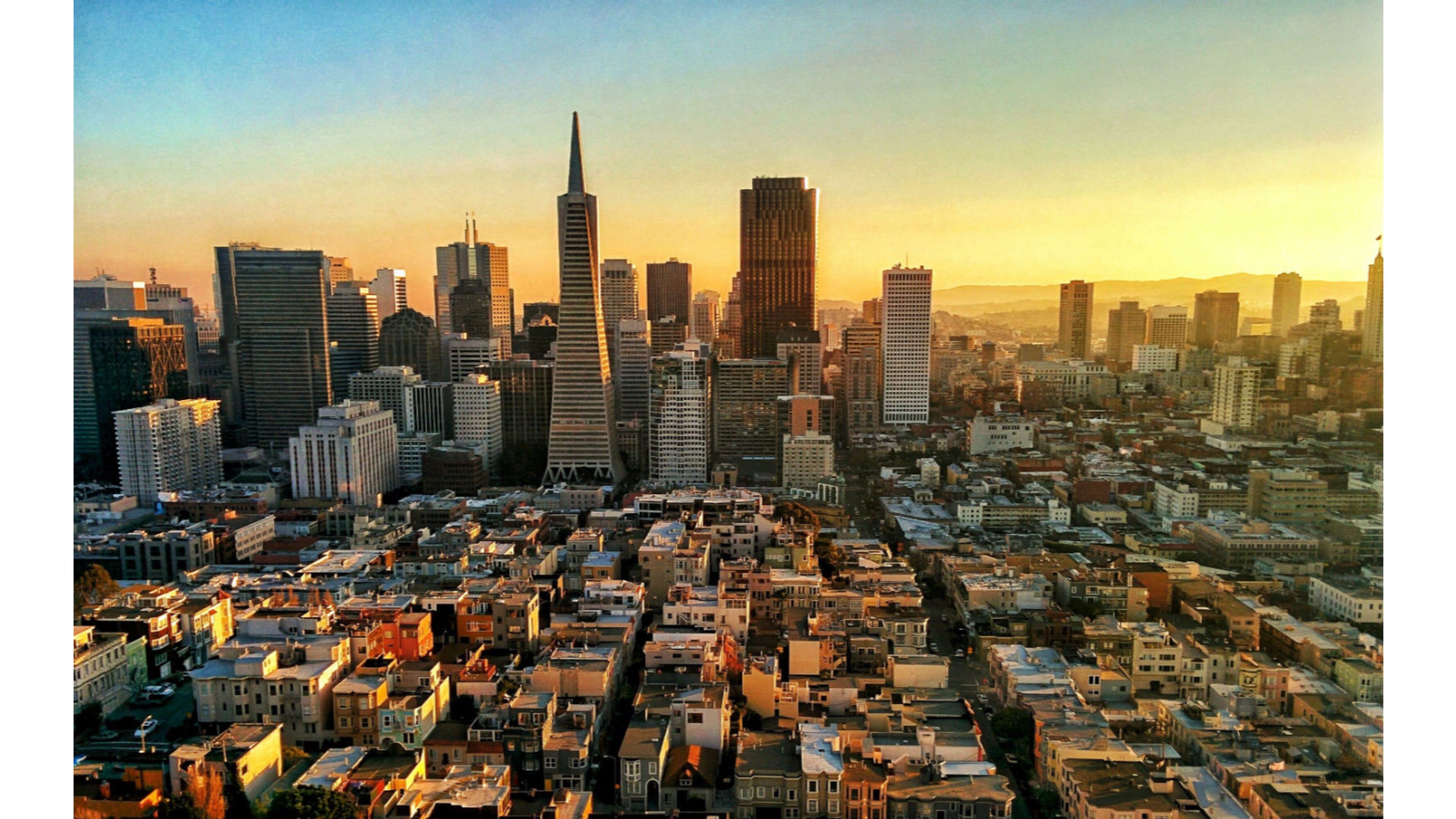 Transamerica Pyramid, San Francisco, Skyline, Tramonto, 4K 2160p, sfondo desktop