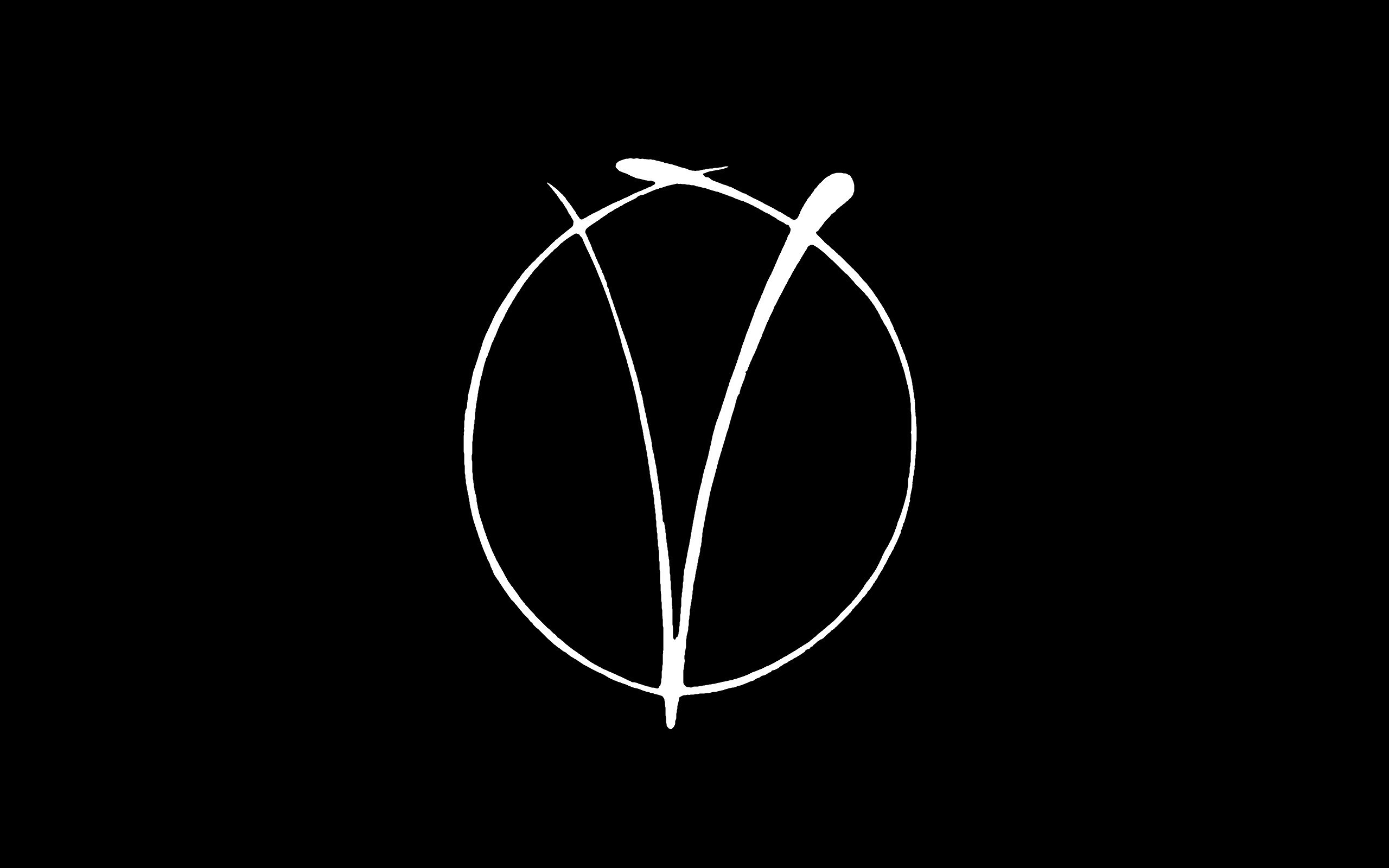 V per Vendetta, Simbolo V, Minimalista, Sfondo nero, 2560x1600, wallpaper desktop