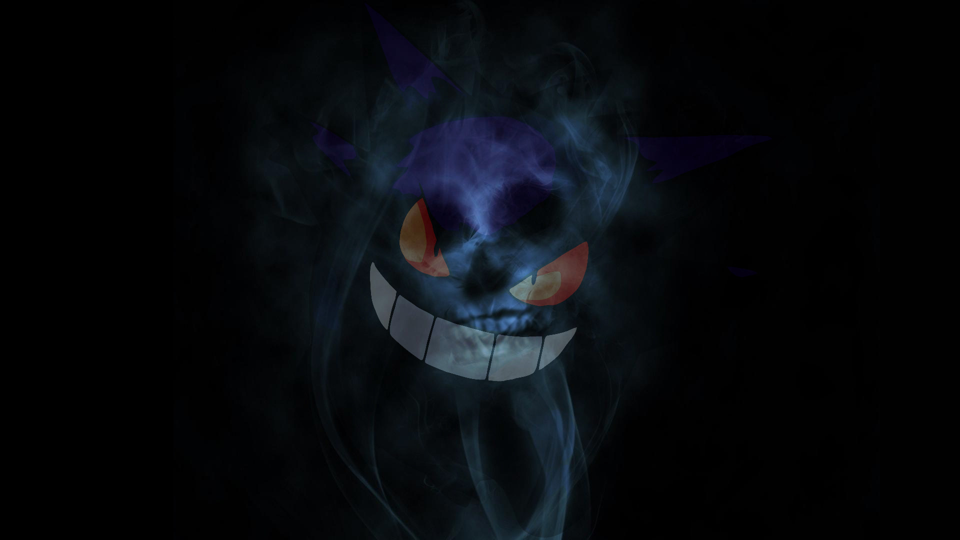 Gengar, Pokémon, Fumo, Sfondo nero, 16:9 Full HD, wallpaper widescreen