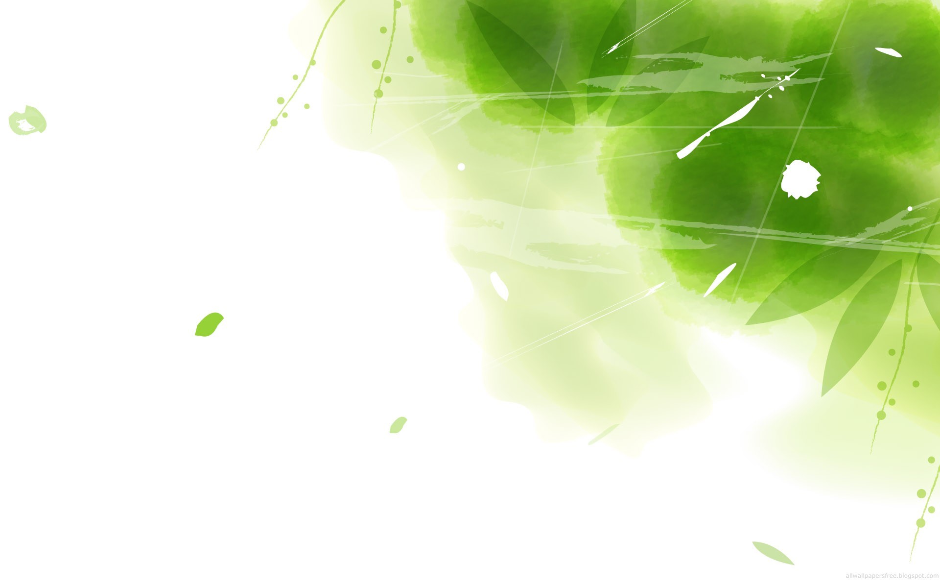 Foglie, Acquerello, Verde e bianco, Full HD, wallpaper desktop