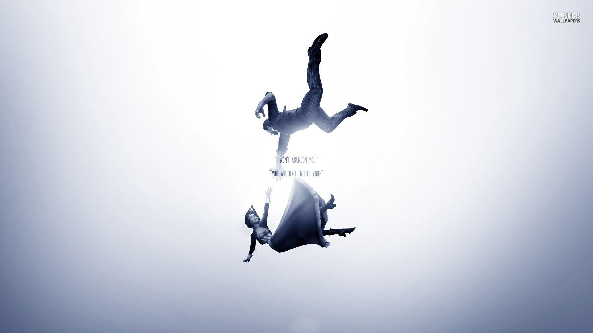 Minimalismo, BioShock Infinite, Caduta, Bianco, Full HD, sfondo per PC e portatile