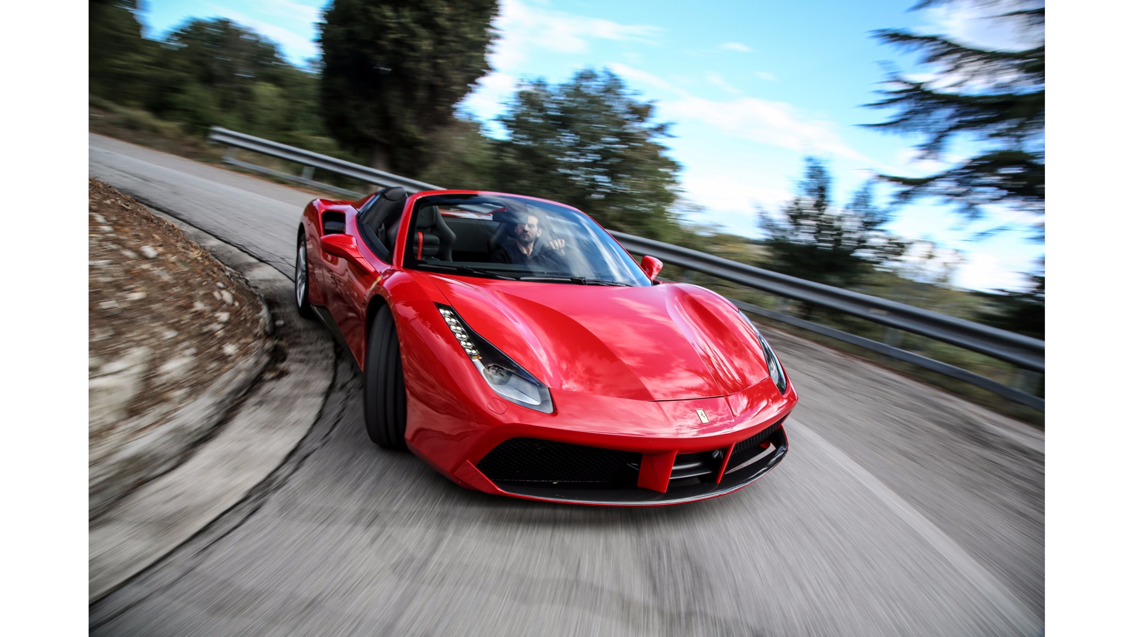Ferrari 488 Spider, Ferrari, Curva, Mosso, 16:9 4K, sfondo widescreen