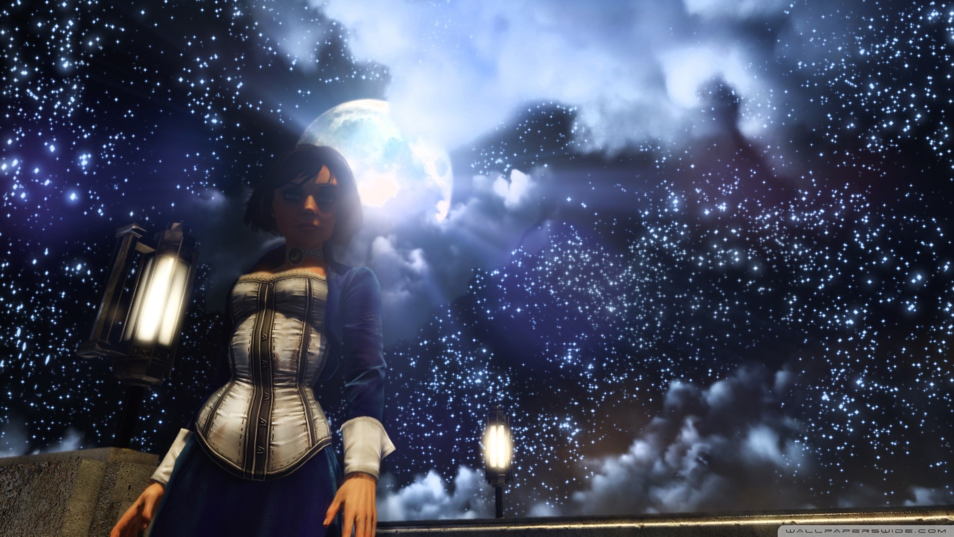 Elizabeth, BioShock Infinite, Cielo stellato, Notte, 16:9 Full HD, sfondo widescreen