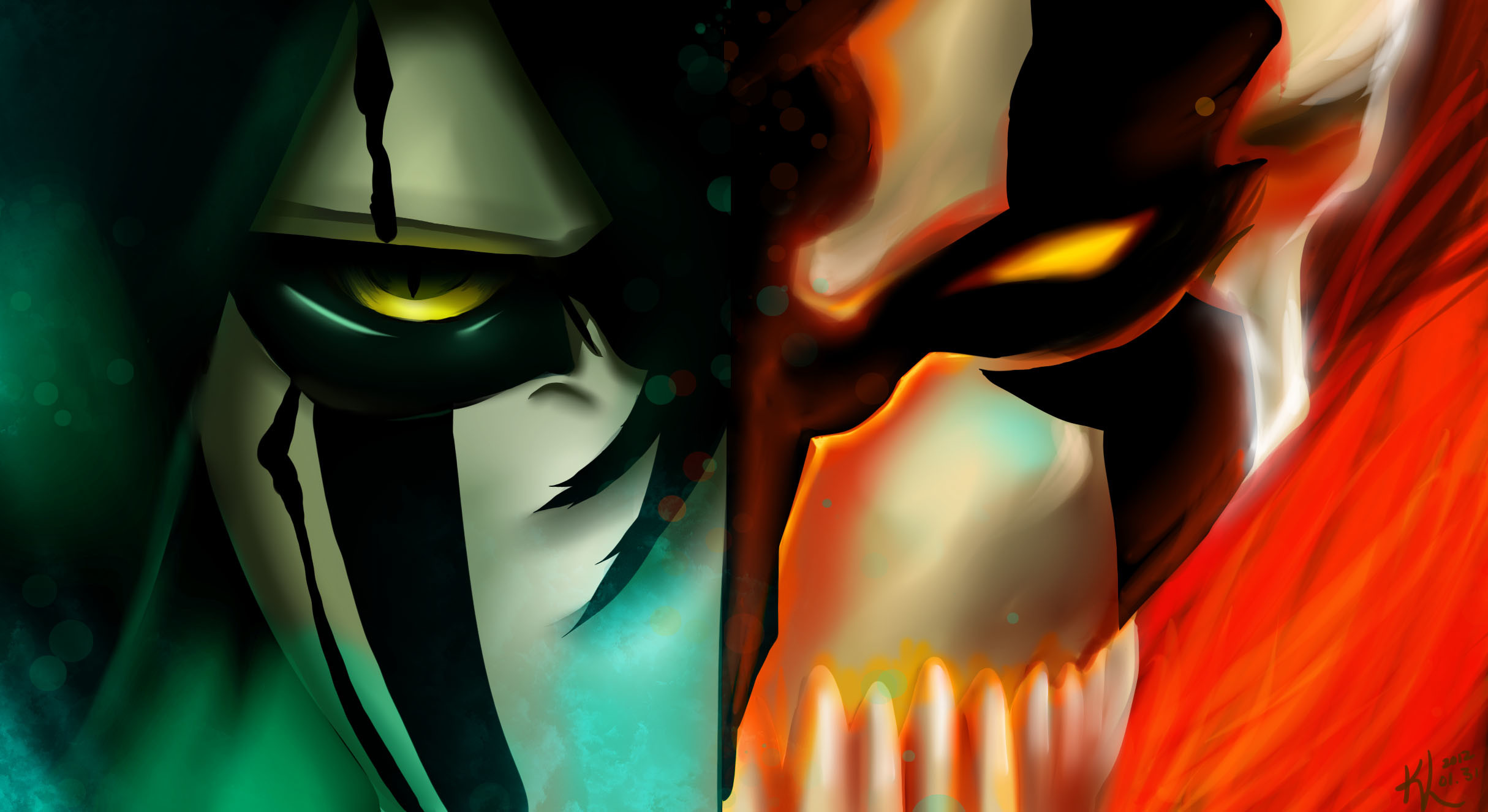 Ulquiorra Cifer, Ichigo Kurosaki, Maschera Hollow, Bleach, Primo piano, sfondo desktop Full HD