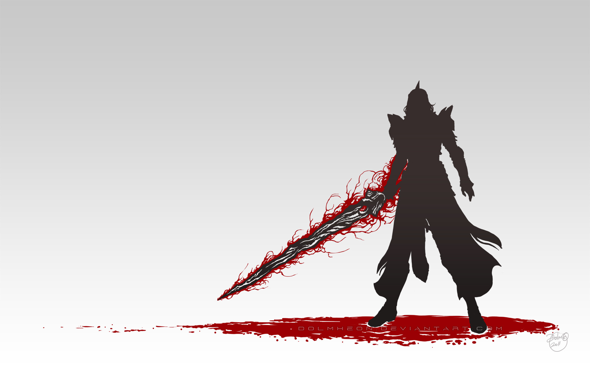 Dragon Age, Silhouette, Spadone, Guerriero, Sangue, Full HD, wallpaper per PC