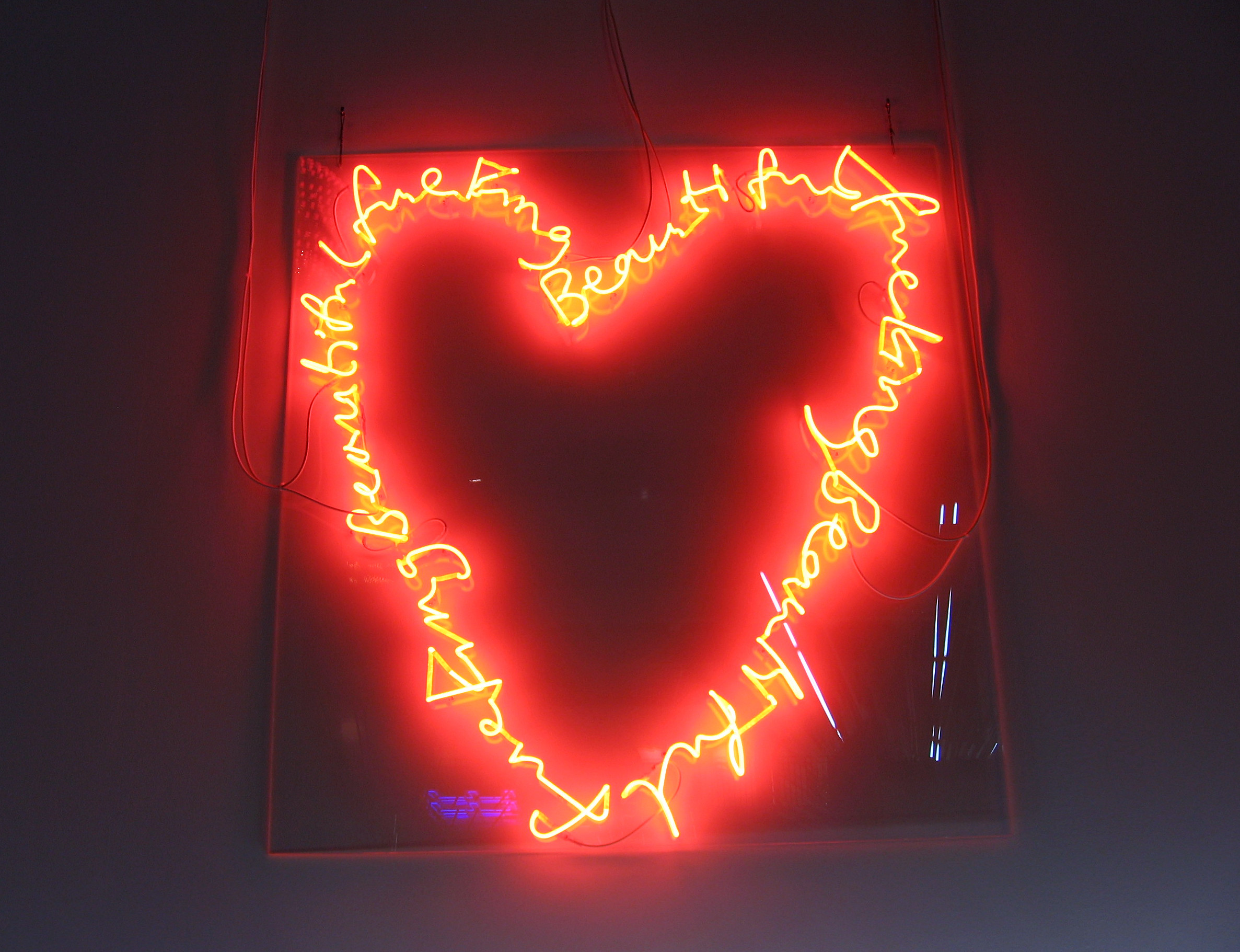 Cuore al neon, Scritte, Luce rossa, Full HD, sfondo per portatile
