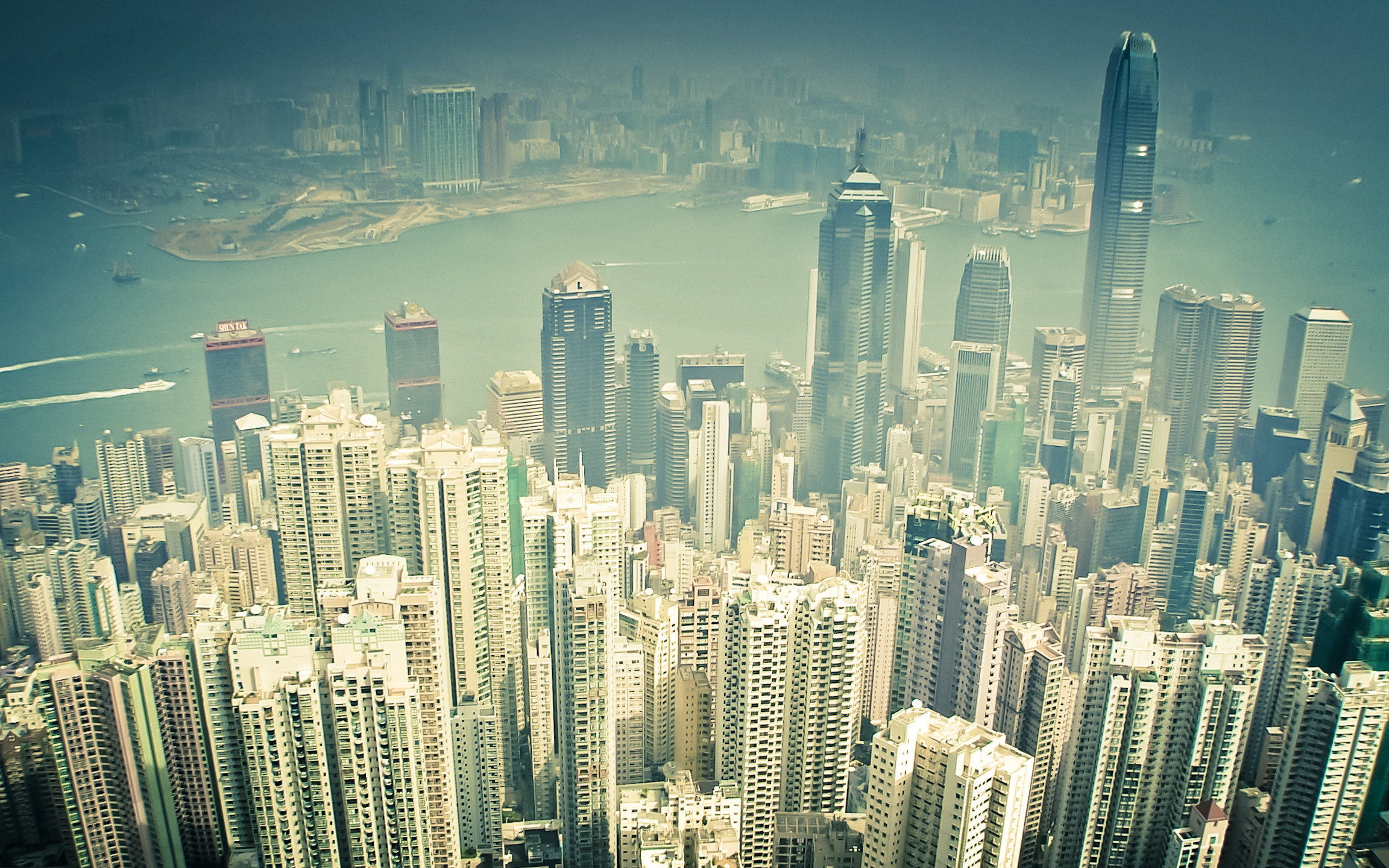 Hong Kong, Skyline, Grattacieli, Vista aerea, 2304x1440, sfondo MacBook Pro