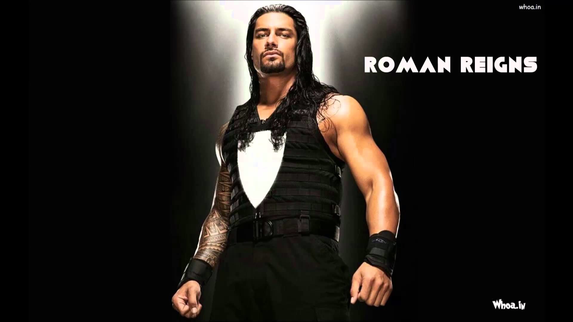 Roman Reigns, WWE, Riflettore, Sfondo nero, Full HD, wallpaper per PC