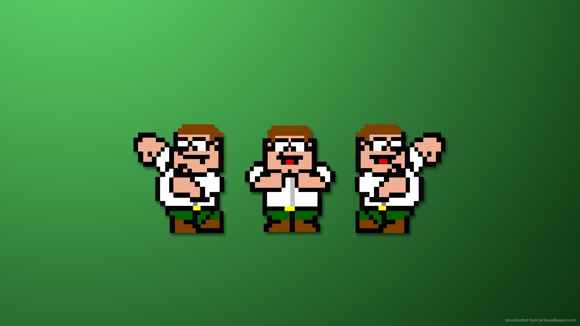 Peter Griffin, I Griffin, Pixel art, Sfondo verde, Full HD, wallpaper per computer