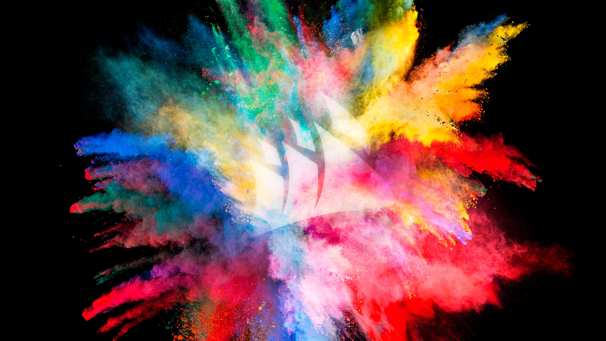Esplosione di colori, Polvere colorata, Sfondo nero, 16:9 2K, wallpaper widescreen