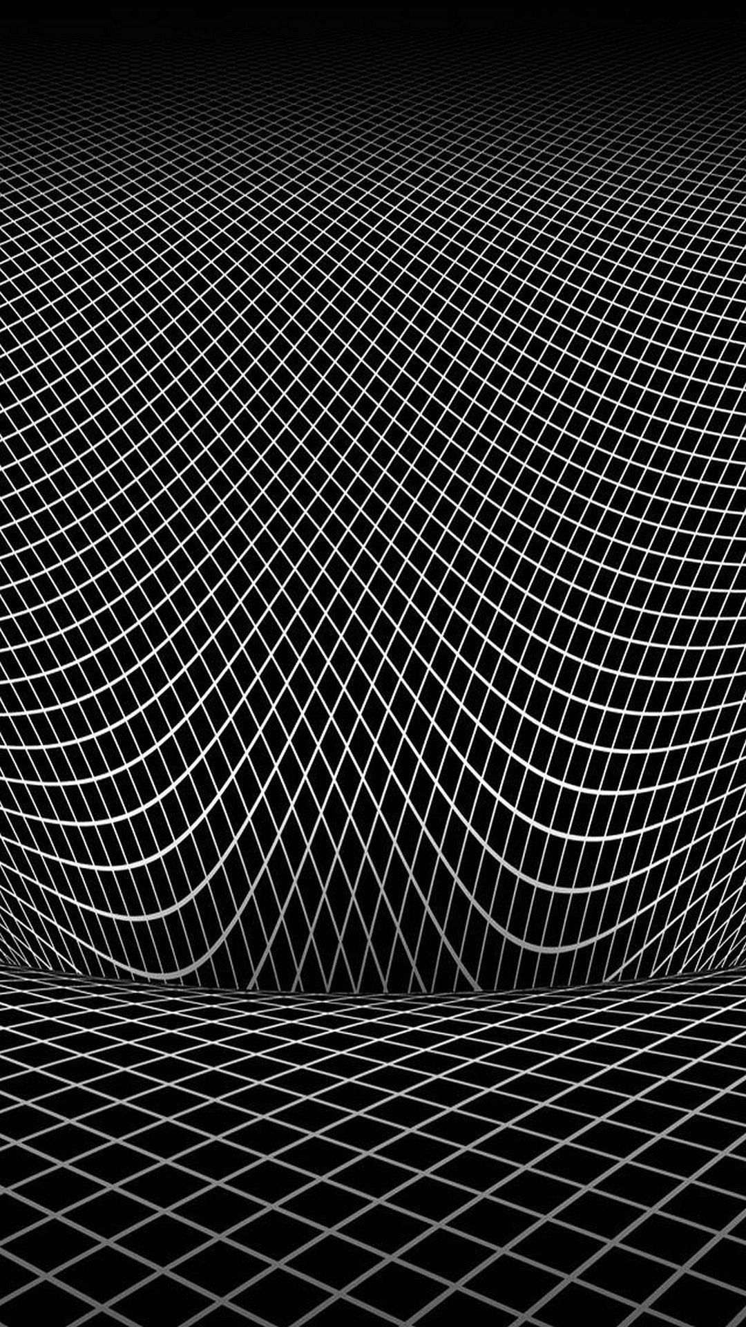 Griglia 3D, Bianco e nero, Geometrico, 1080x1920, schermata di blocco iPhone