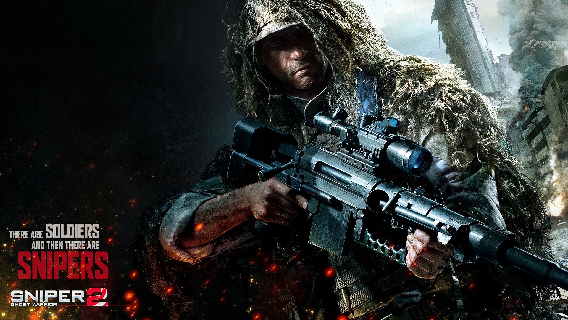 Sniper: Ghost Warrior 2, Cecchino, Ghillie suit, Fucile di precisione, sfondo Full HD per portatile