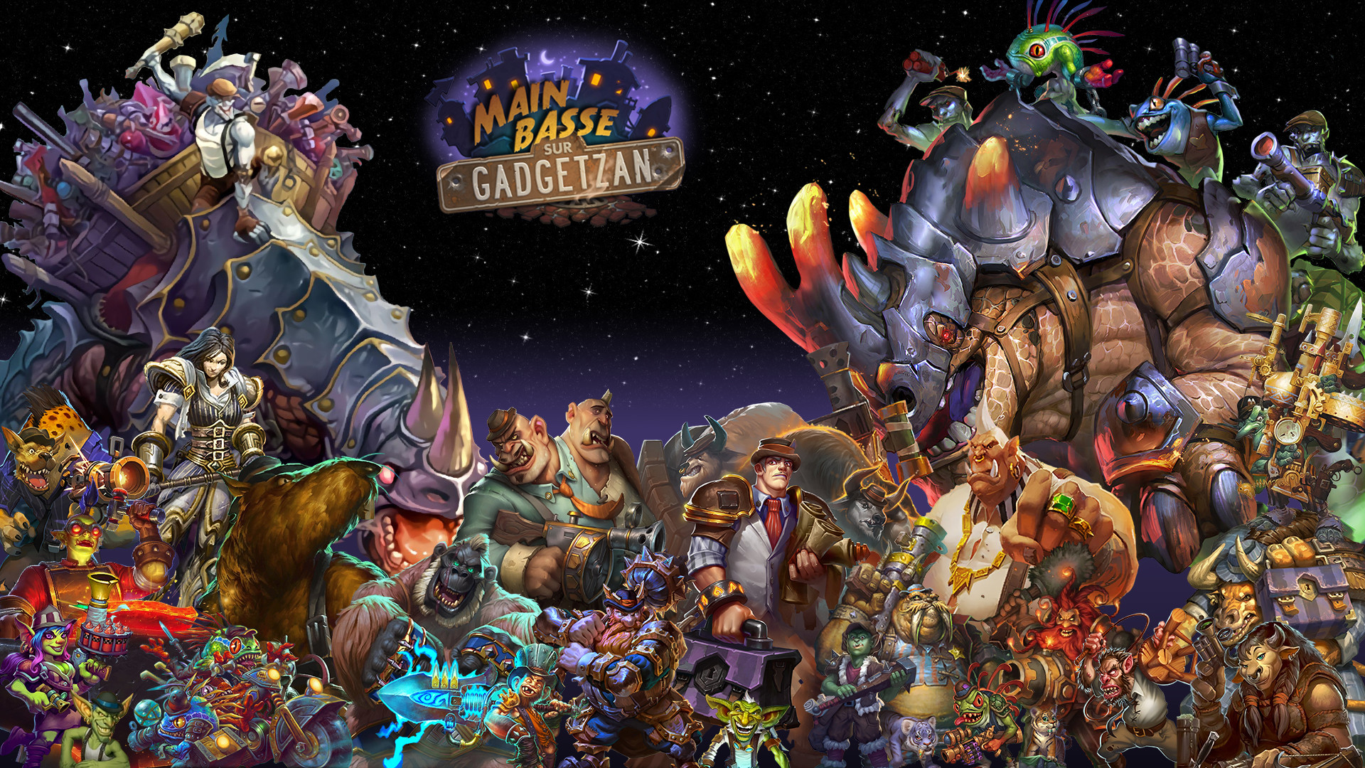 Meschinità a Gadgetzan, Hearthstone, Personaggi, Collage, Notte, sfondo desktop Full HD