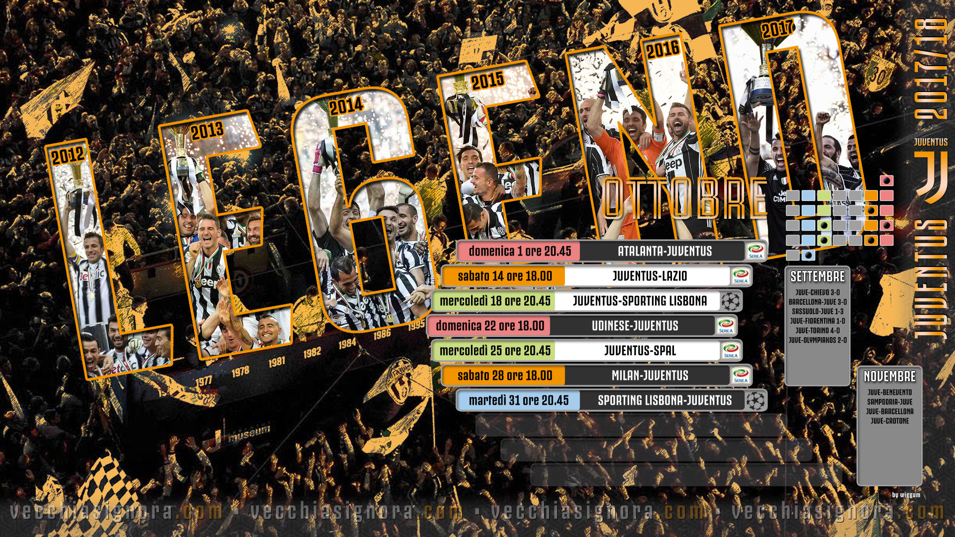 Juventus, Legend, Calendario, Collage, 1920x1080, immagine di sfondo