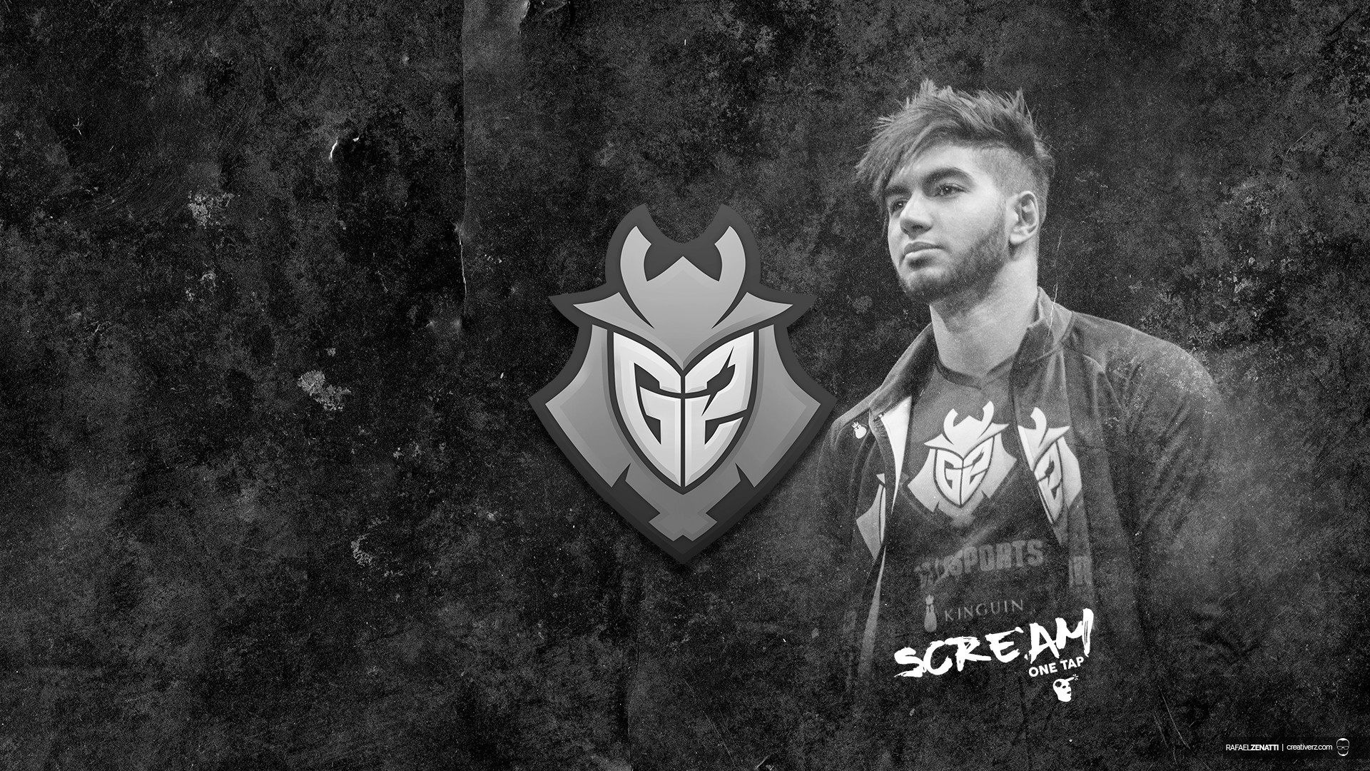 Adil "ScreaM" Benrlitom, ScreaM, G2 Esports, CS:GO, Bianco e nero, sfondo per portatile