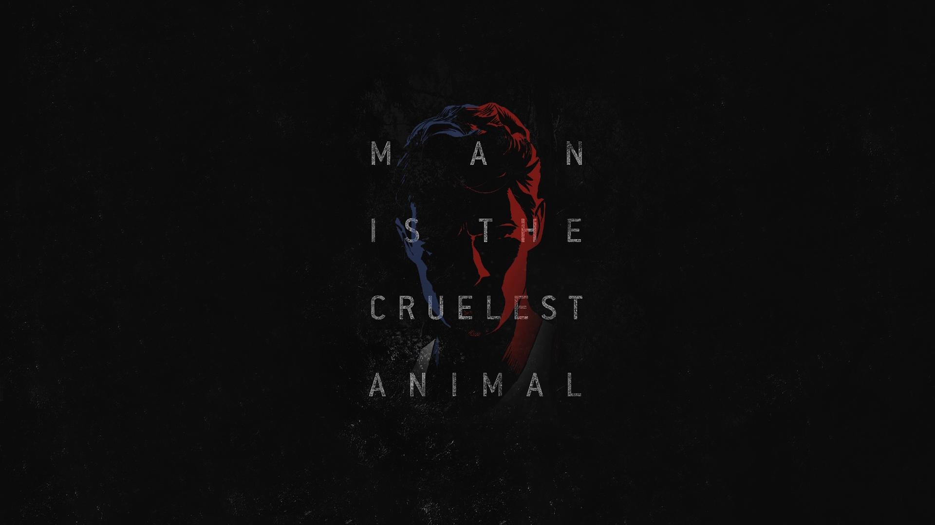 True Detective, Man Is the Cruelest Animal, Citazione, Sfondo nero, wallpaper 1920x1080
