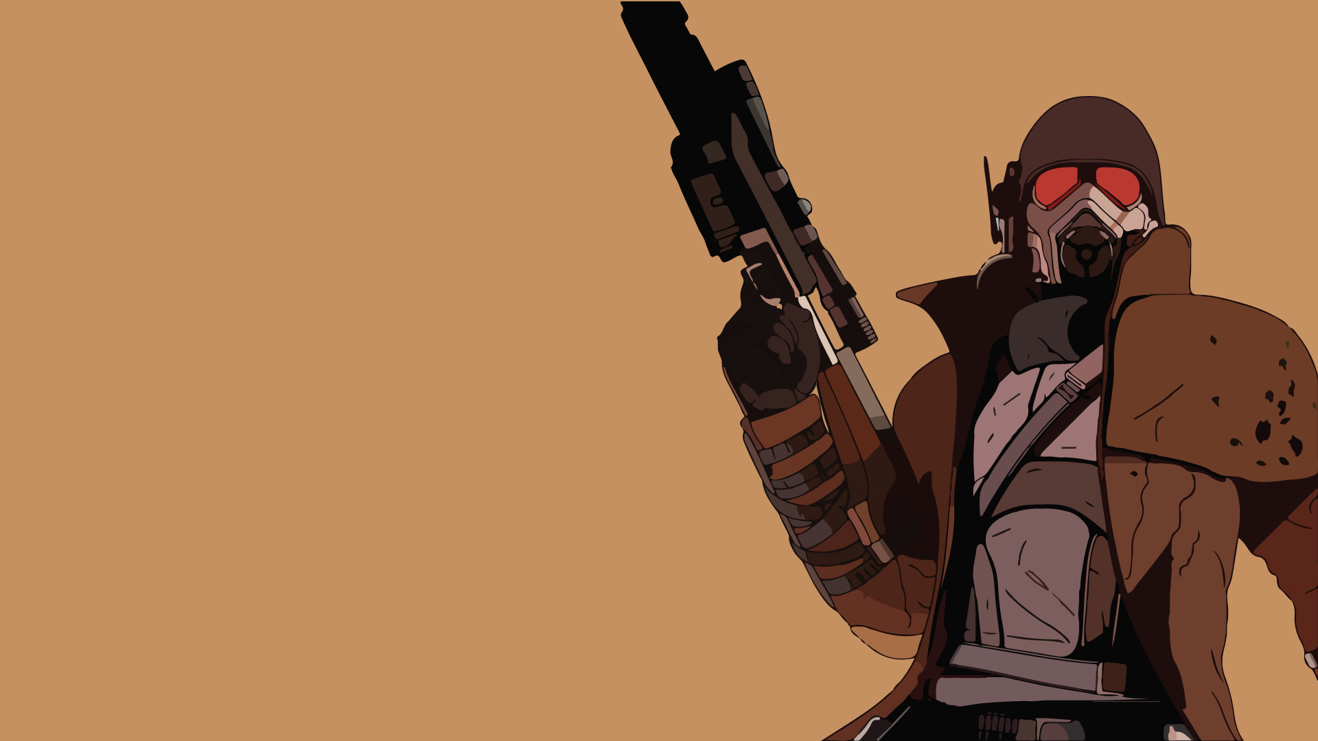 Ranger NCR, Fallout: New Vegas, Illustrazione, Sfondo marrone, 1920x1080, wallpaper desktop