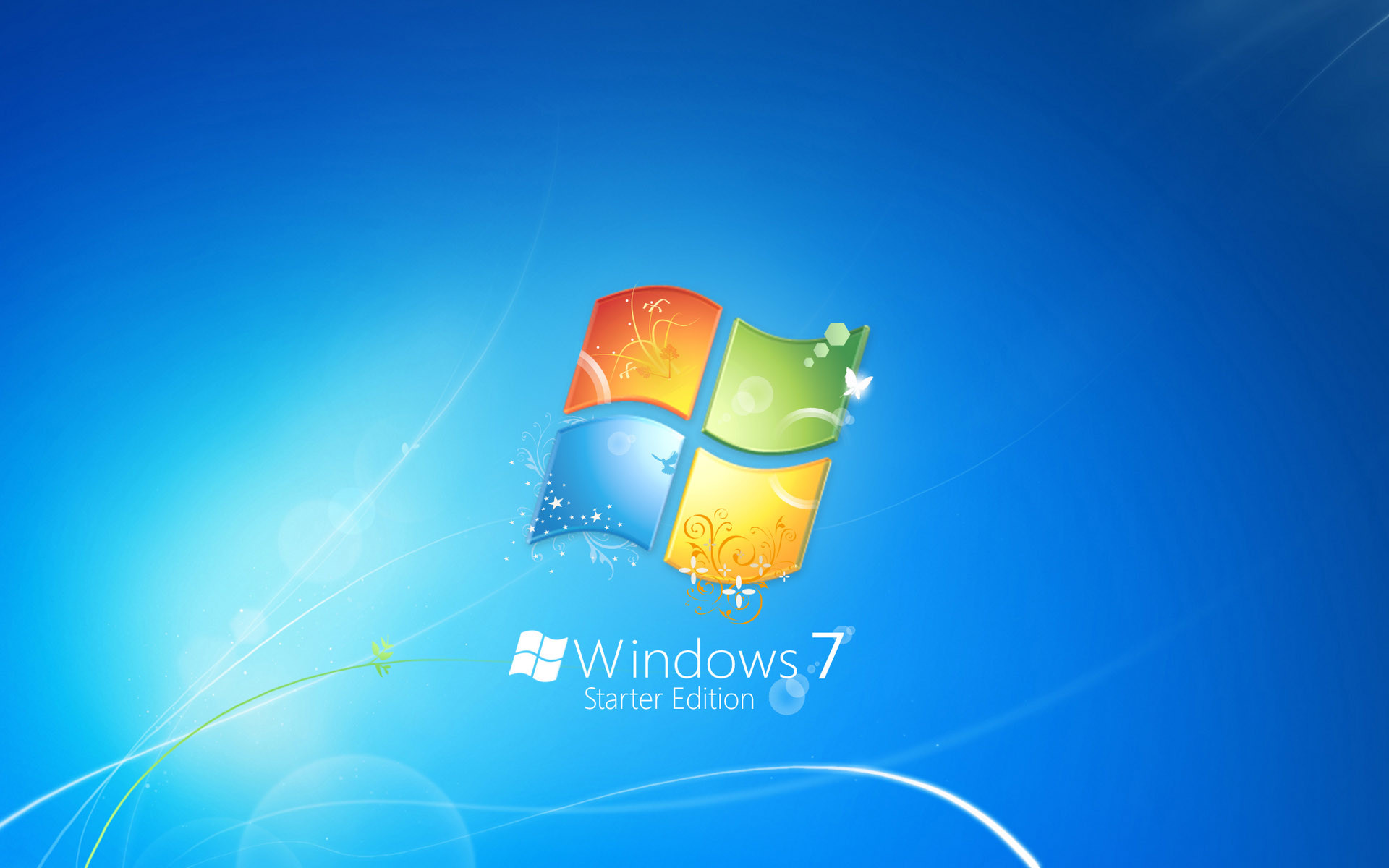 Windows 7 Starter, Logo Windows, Azzurro, 1920x1200, sfondo per PC
