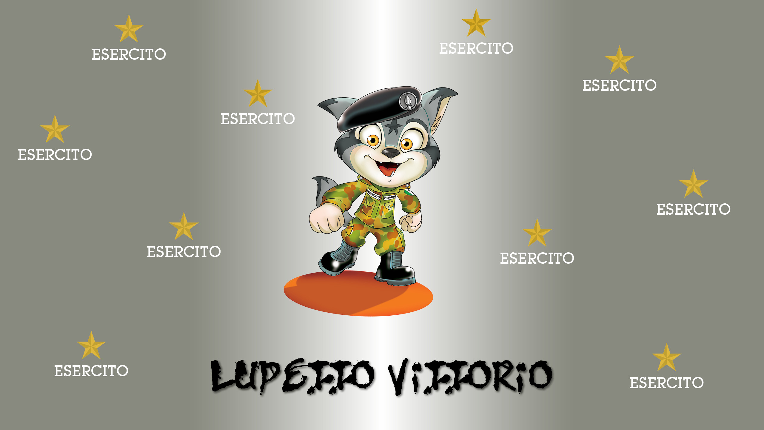 Lupetto Vittorio, Esercito Italiano, Mascotte, Mimetica vegetata, Stelle, wallpaper 2560x1440