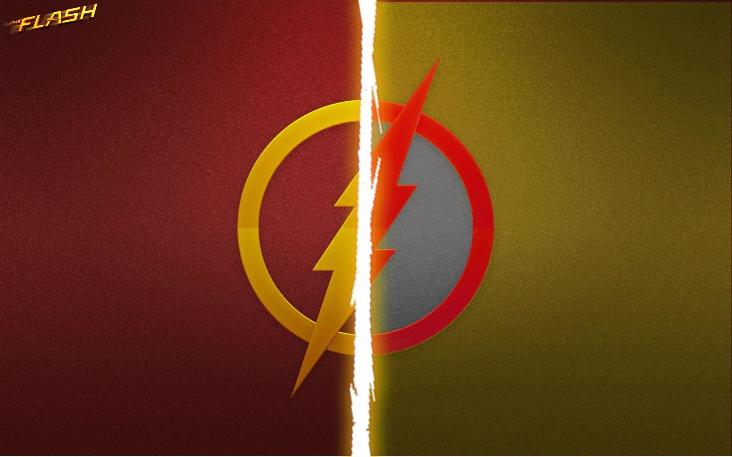 Flash, Reverse-Flash, Logo, Rosso e giallo, 2K, sfondo per PC e portatile