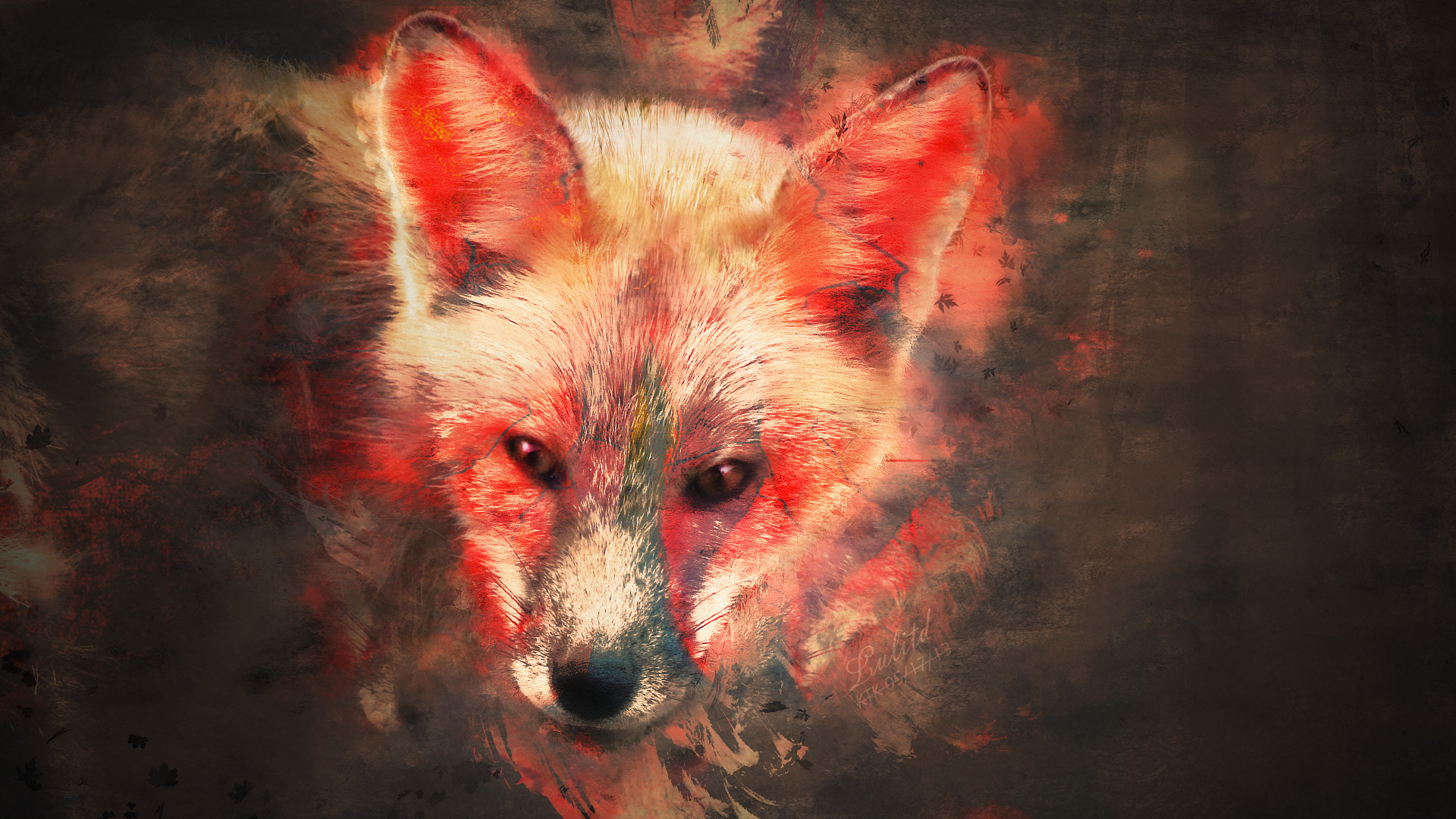 Volpe, Arte digitale, Rosso, Full HD, sfondo Windows 11