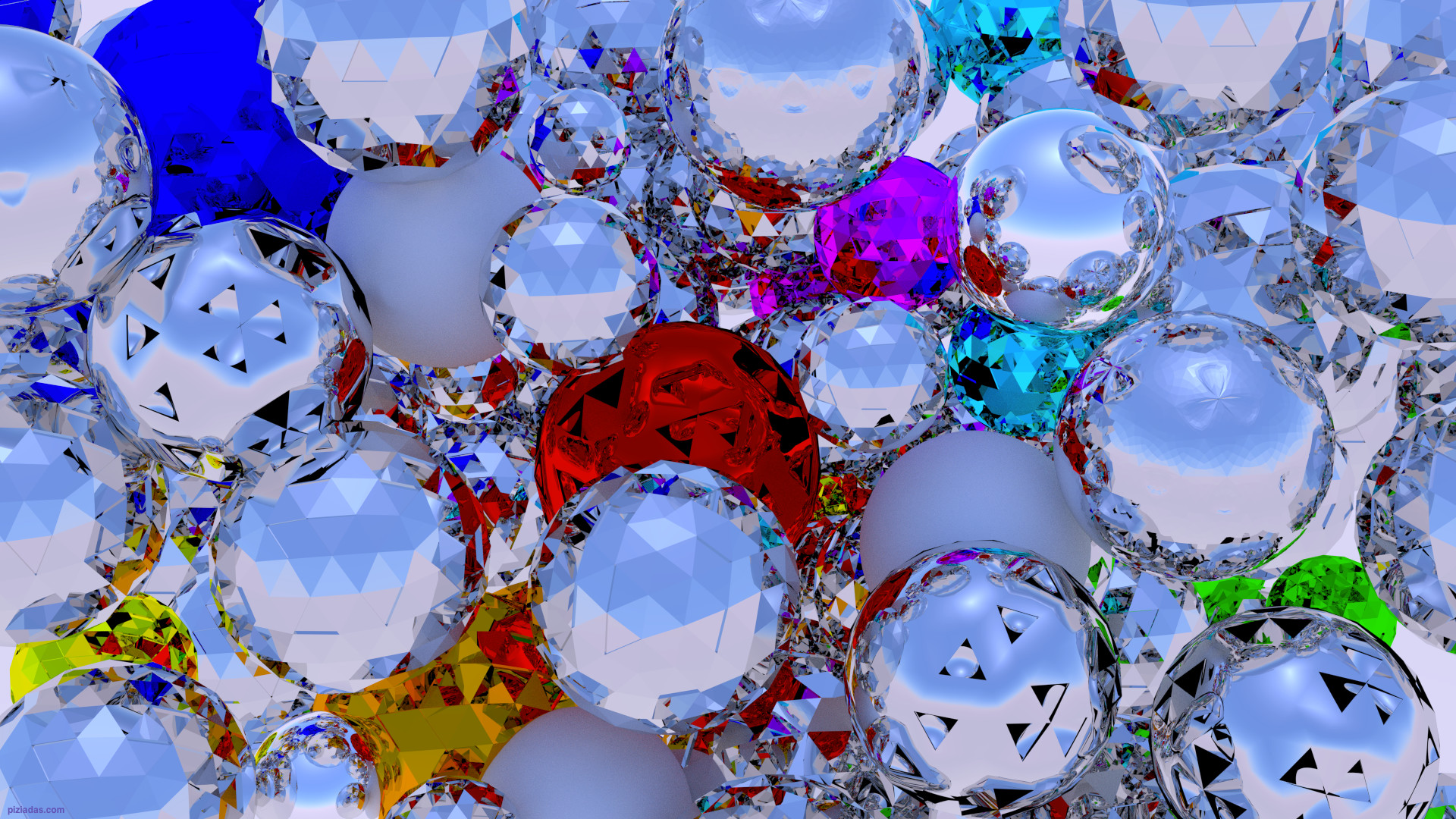 Palline di Natale, Cristalli, Argento, Colorato, Full HD, sfondo per PC