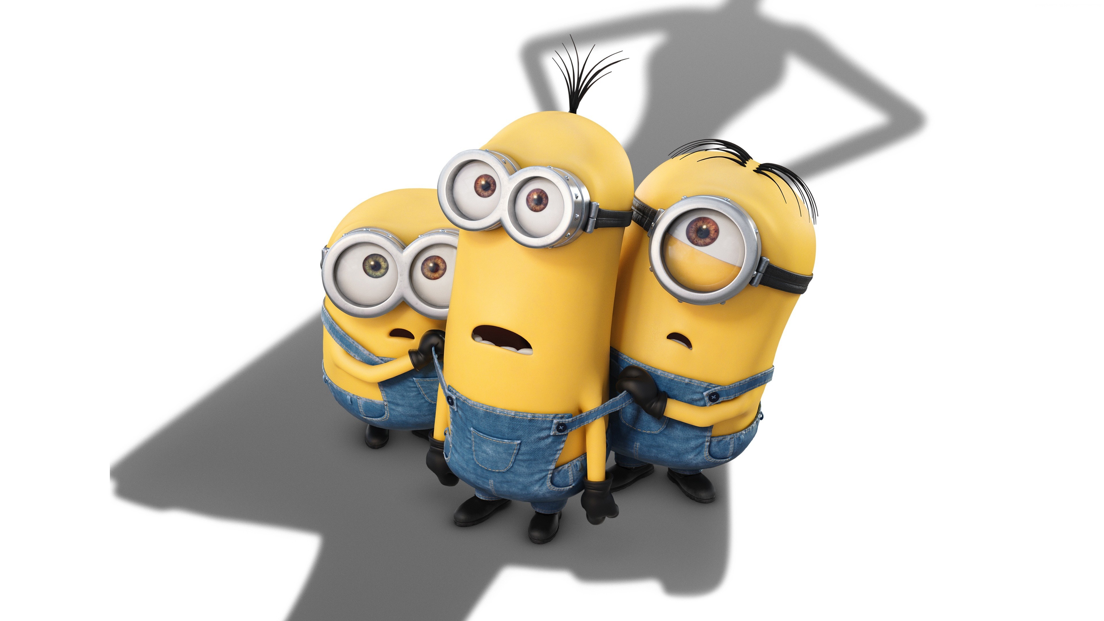 Minion, Kevin, Stuart, Bob, Ombra, Sfondo bianco, wallpaper Android