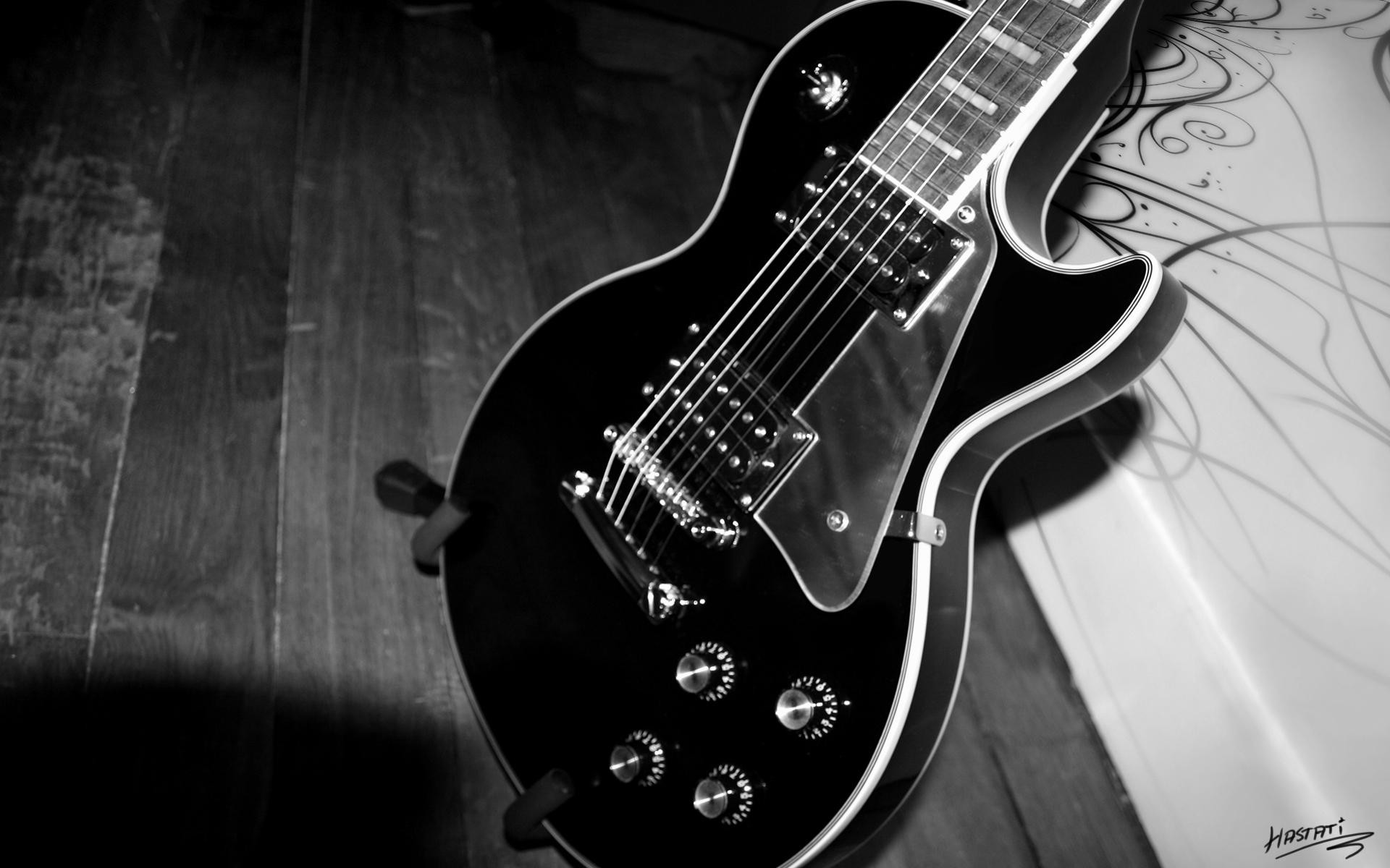 Gibson Les Paul, Chitarra elettrica, Bianco e nero, 1920x1200, immagine di sfondo