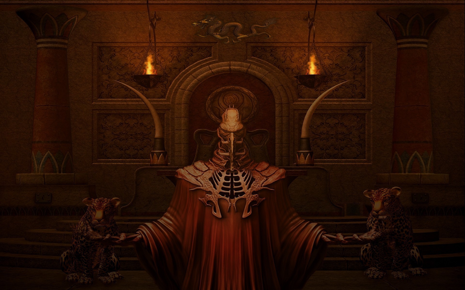 Lich, Trono, Sala, Arte fantasy, 1920x1200, sfondo per PC