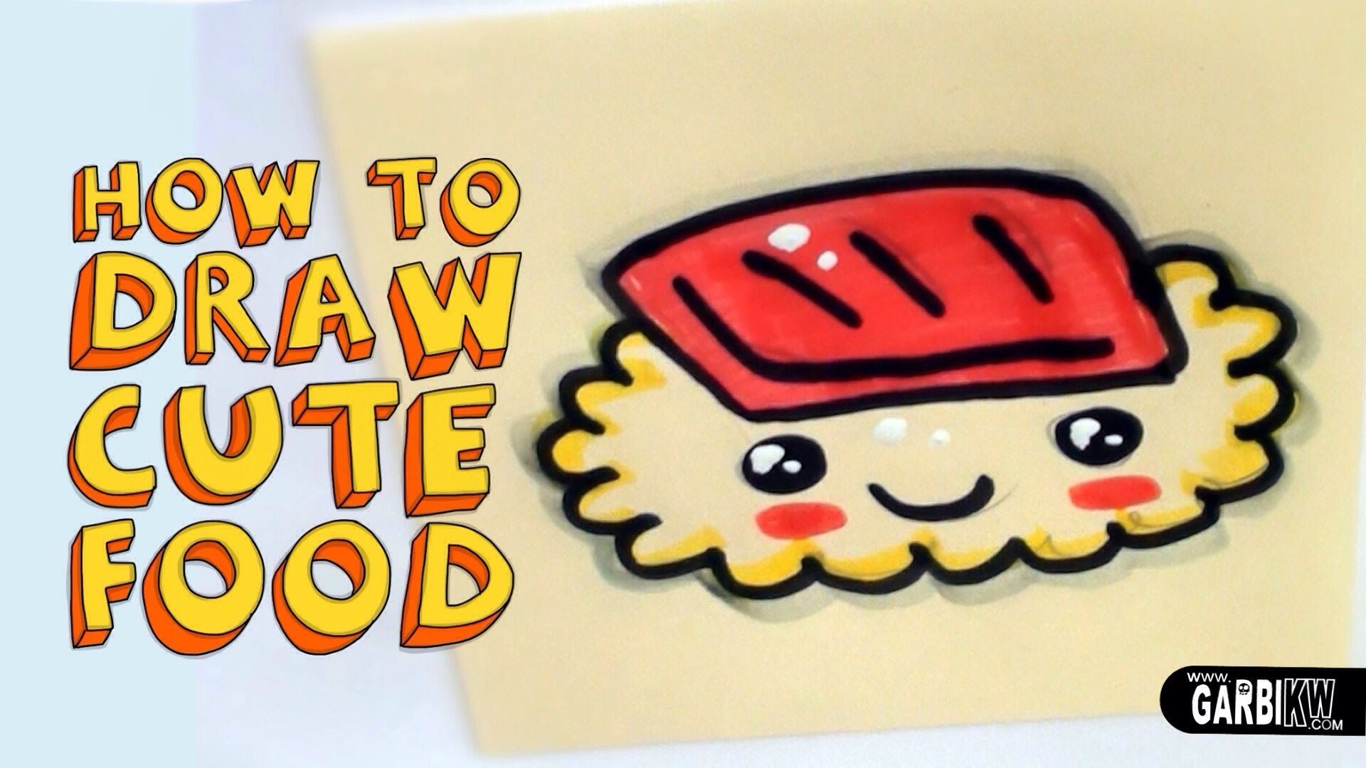 Sushi kawaii, Disegno, Tutorial, Cibo kawaii, Full HD, sfondo per PC