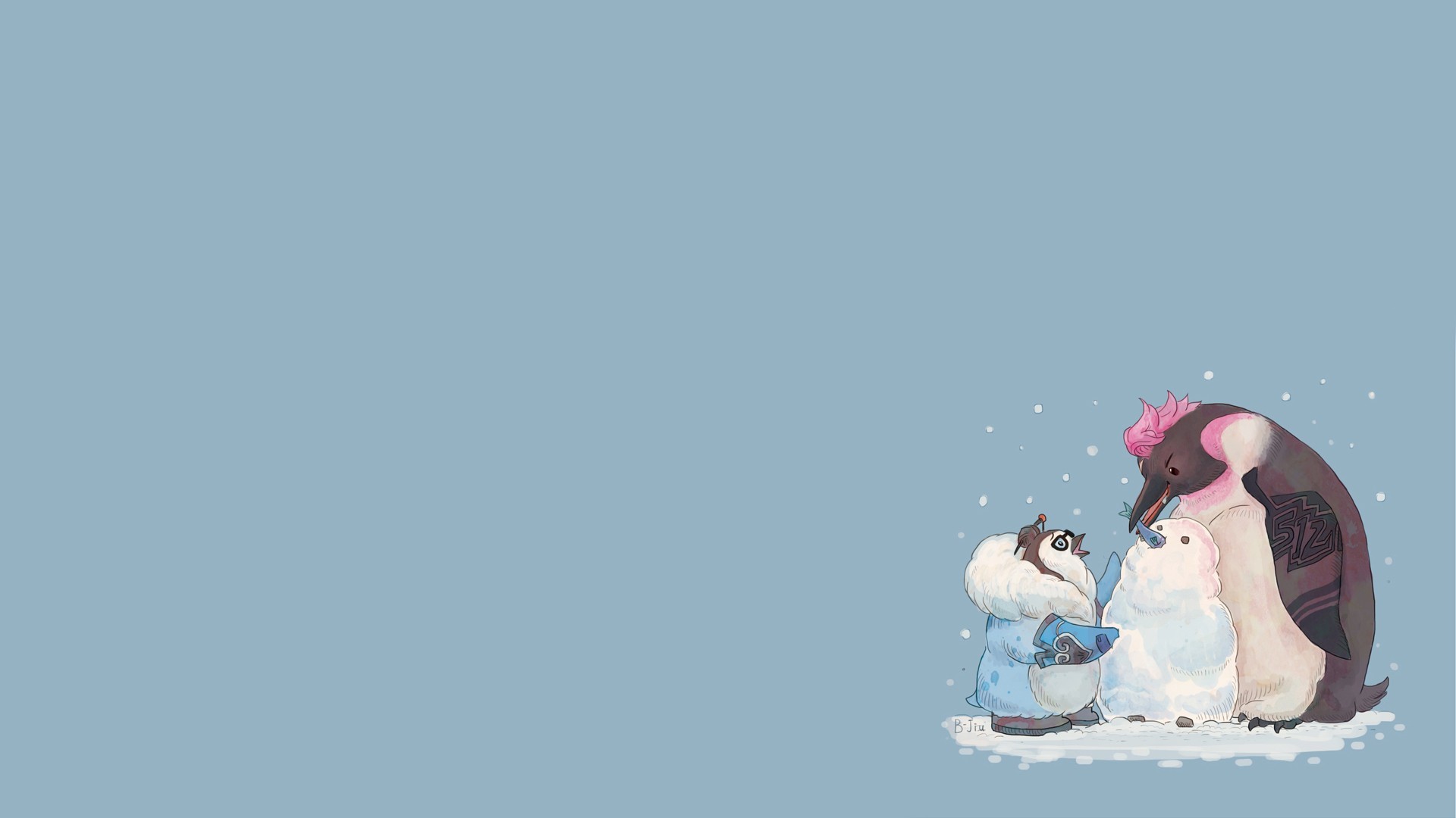 Mei, Pinguini, Overwatch, Minimalismo, 1920x1080, immagine di sfondo