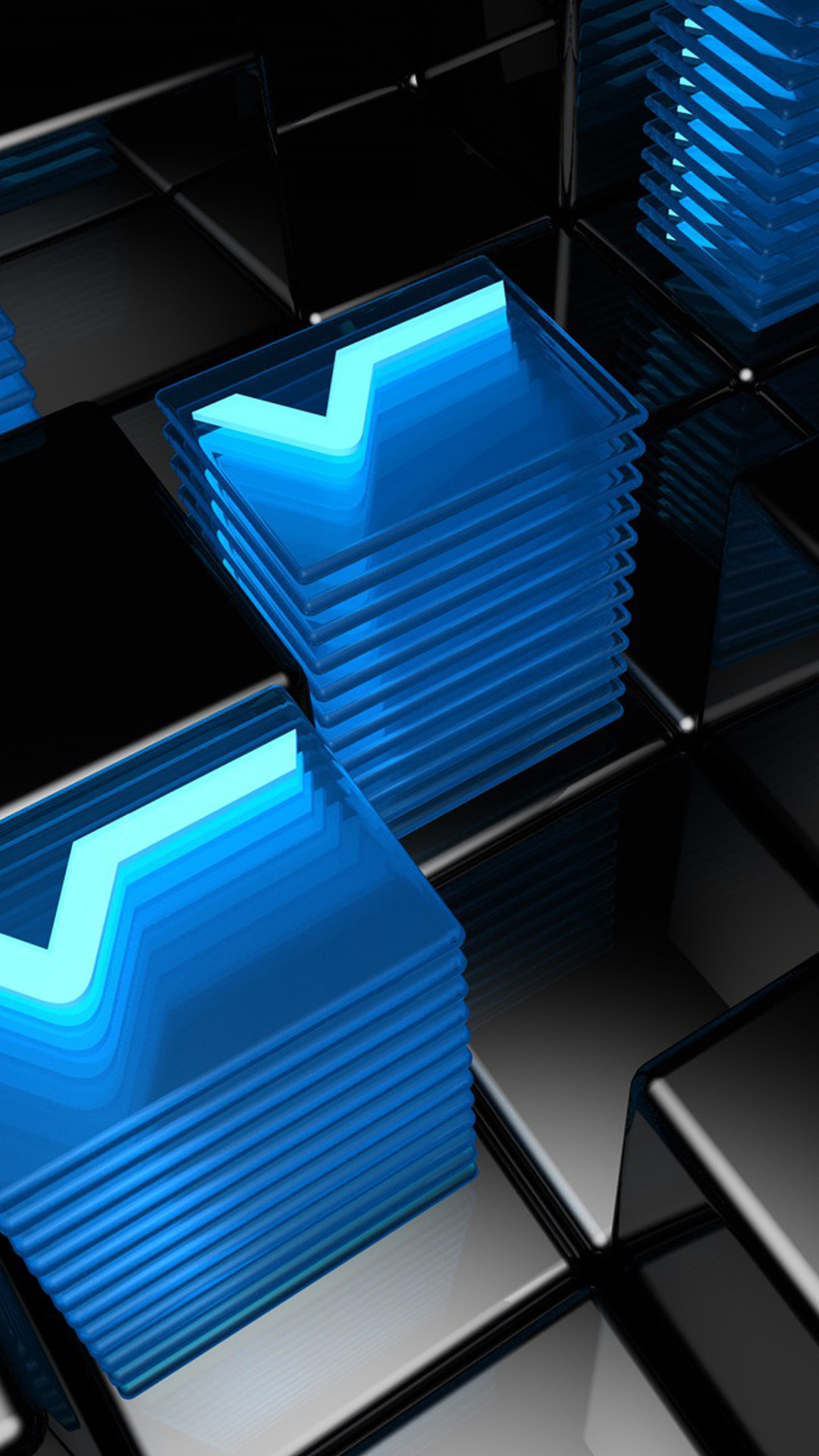 Cubi 3D, Blu, Nero, Geometrico, schermata di blocco Galaxy S5