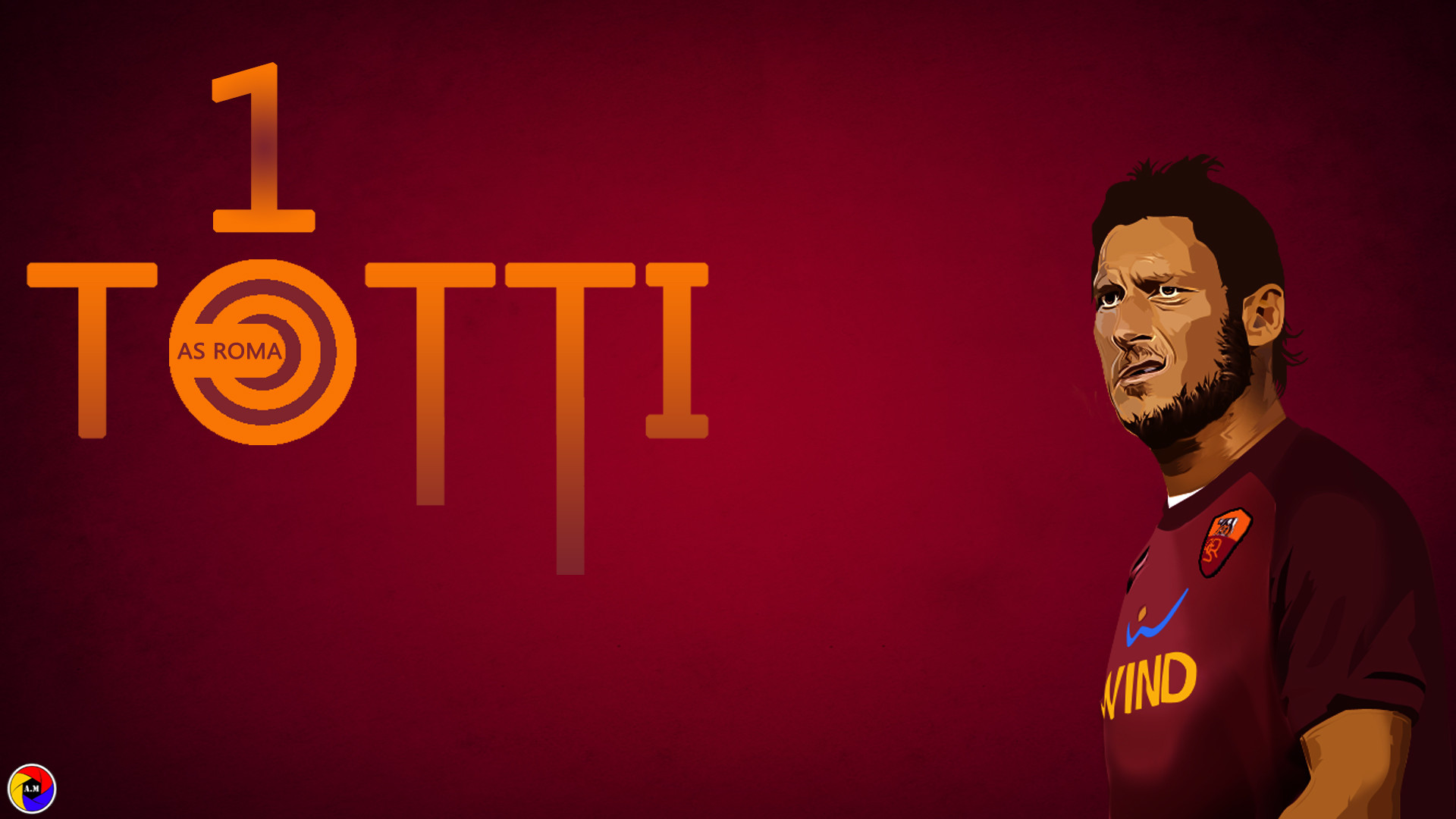 Francesco Totti, AS Roma, Arte vettoriale, Rosso, 1920x1080, immagine di sfondo