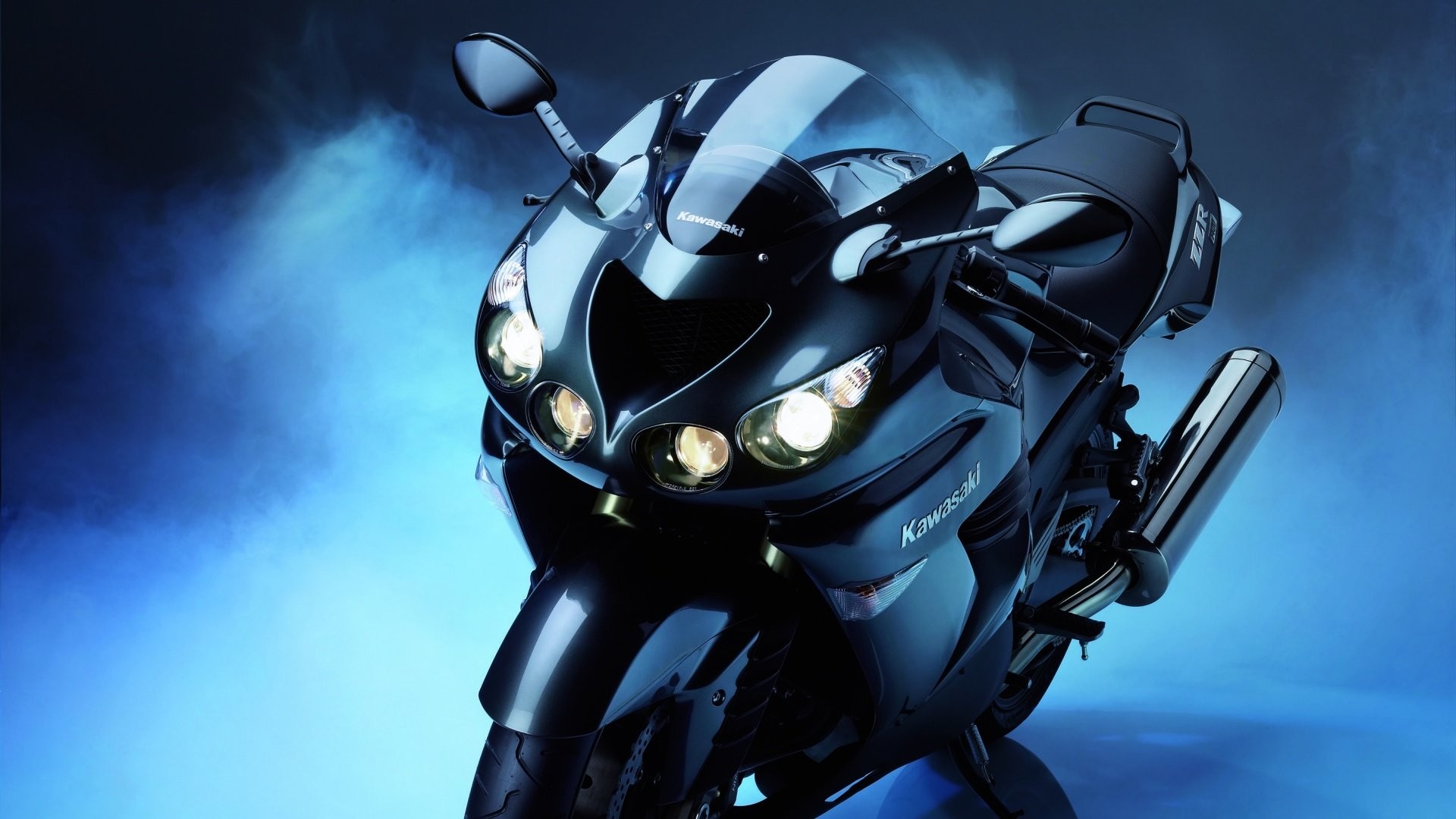 Kawasaki Ninja ZX-14R, Moto sportiva, Blu, 1920x1080, sfondo per PC