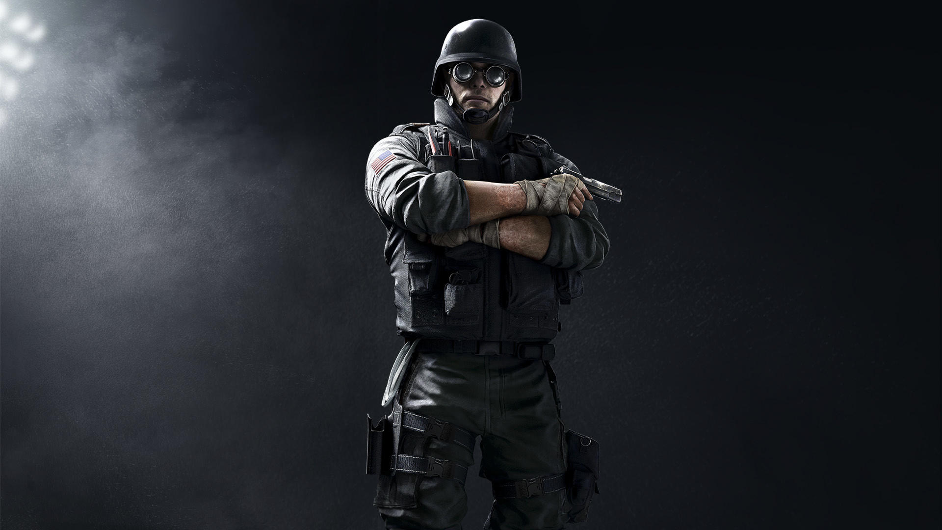 Tom Clancy's Rainbow Six Siege, Braccia incrociate, Sfondo scuro, wallpaper desktop Full HD