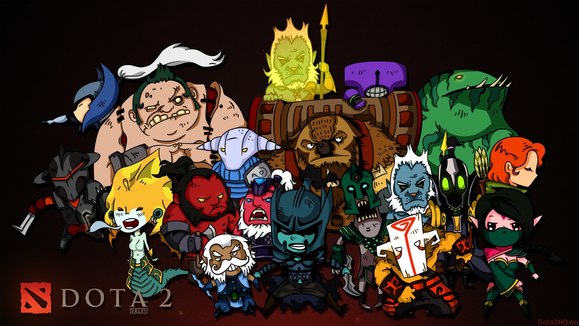 Dota 2, Pudge, Eroi chibi, Cartone, Logo, Full HD, sfondo per portatile